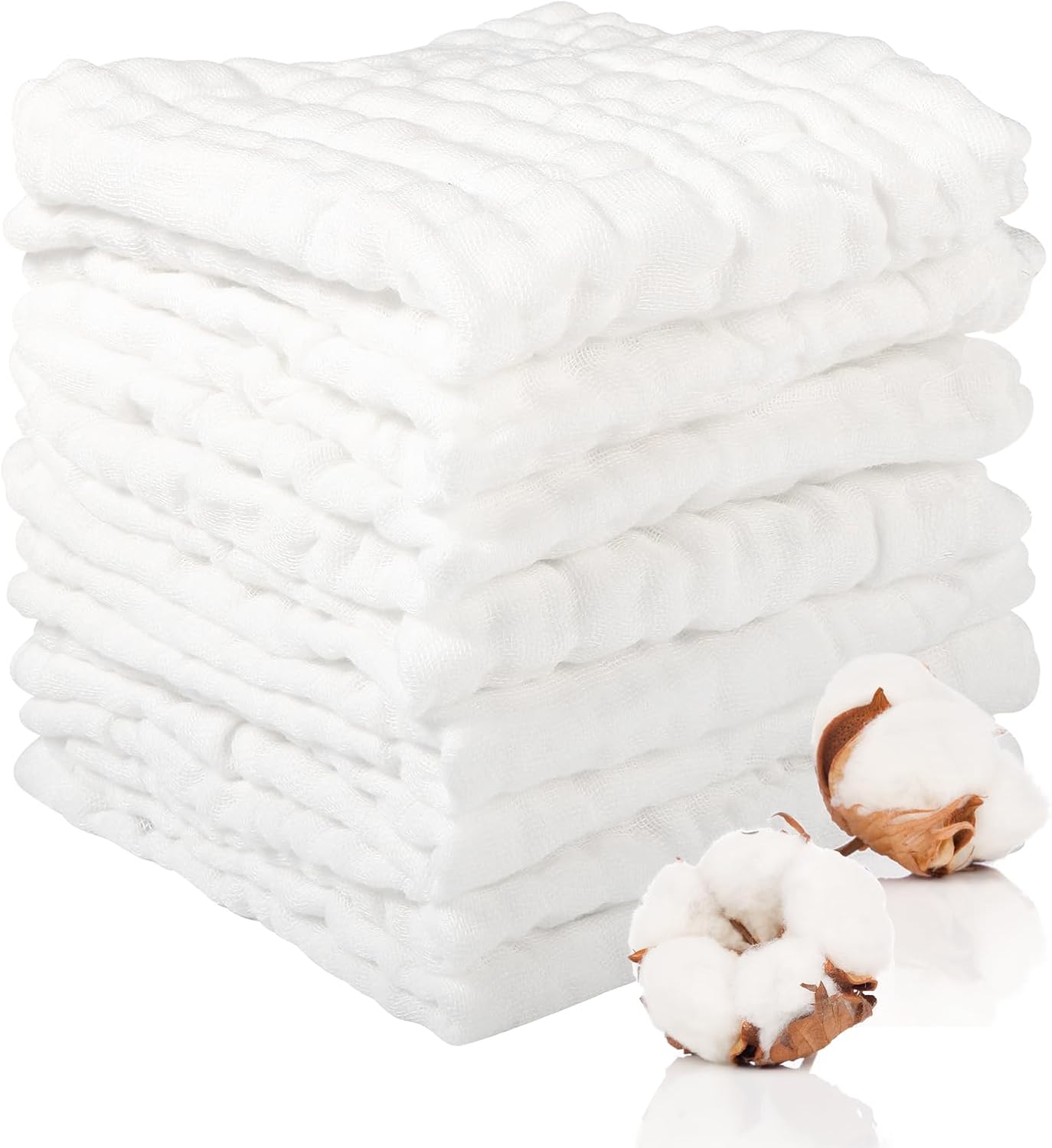Detalle de Lanjue 12x12 Muslin Cloths 8-pack for babies
