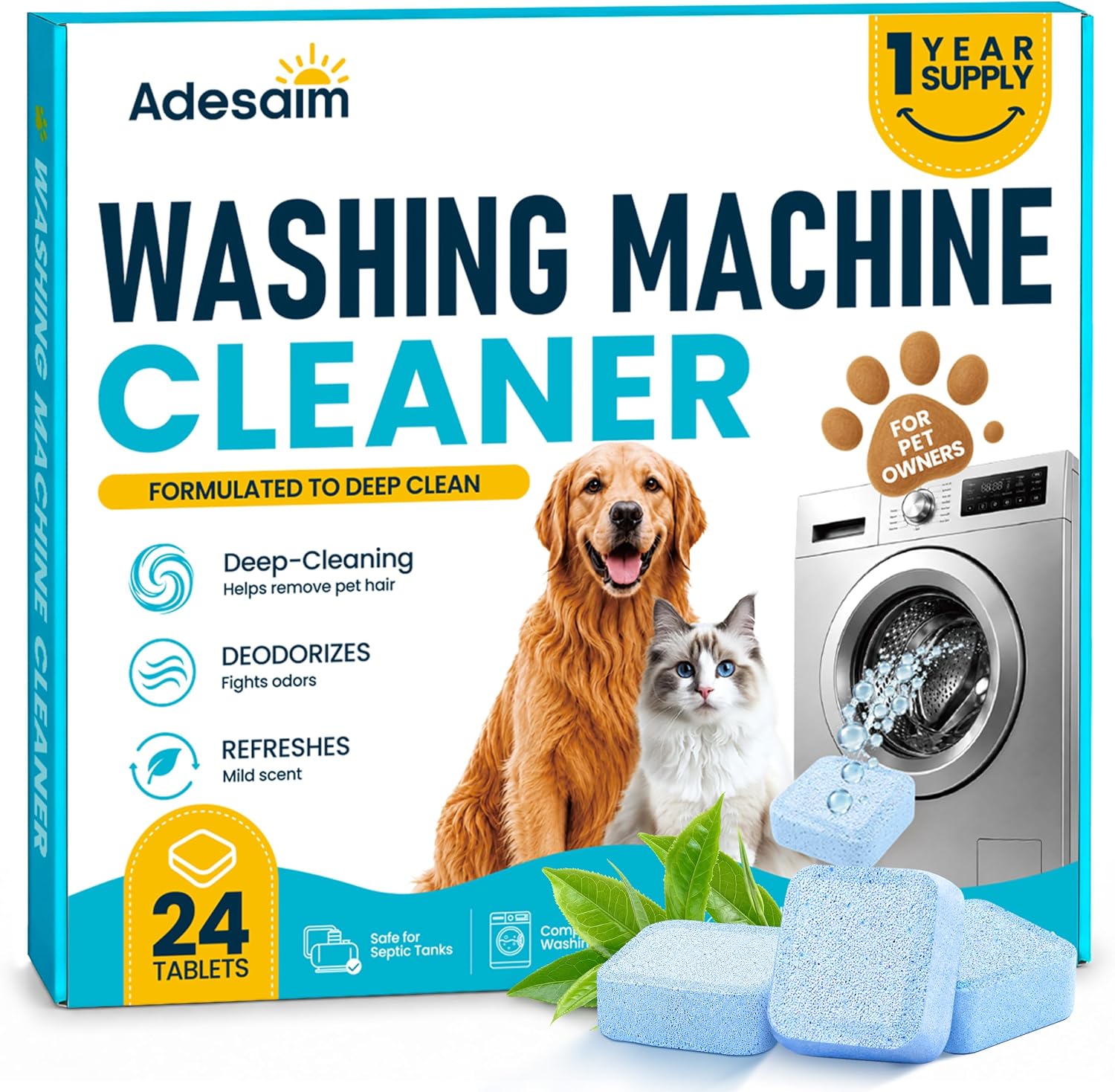 Detalle de Washing Machine Cleaner Tablets, 24 Count