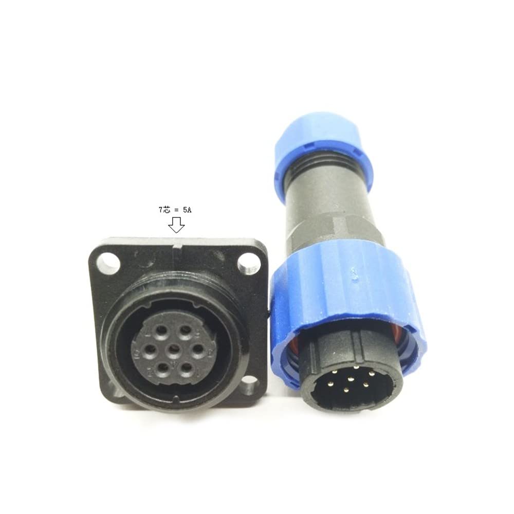Detalle de Elecbee SP17 7-Pin Aviation Circular Connector System — IP68 Waterproof & Dustproof, Panel Mount Socket + Cable Plug