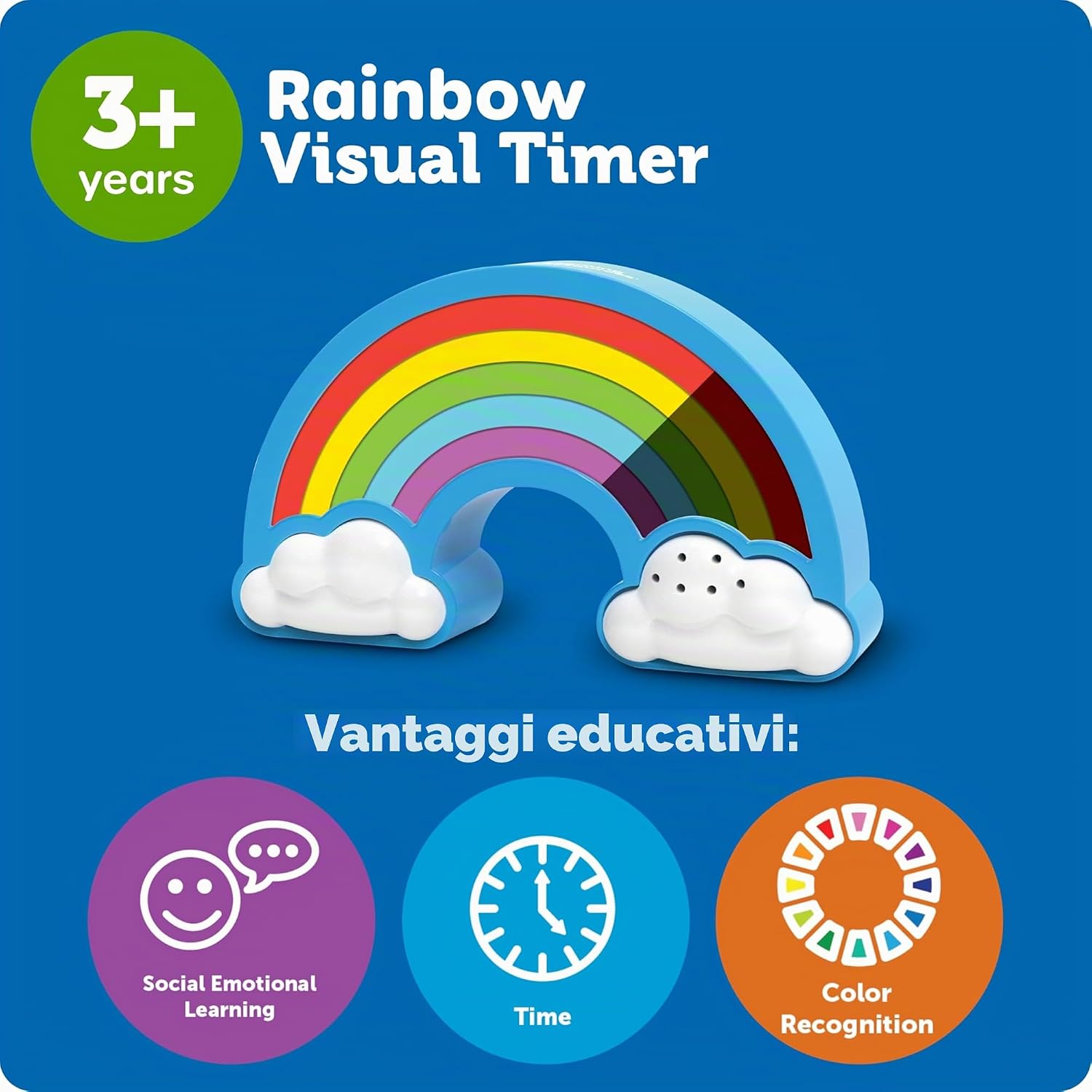 Detalle de Learning Resources Timer Visivo Arcobaleno per Bambini (3+ Anni) – Timer per Classe e Casa