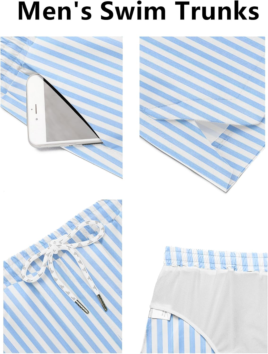 Detalle de COOFANDY Men's Quick-Dry Swim Trunks – Board Shorts for Beach & Pool