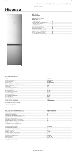 Thumbnail 19 de Hisense RB440N4CCB Frigorífico combi 336 L, No Frost y puerta reversible