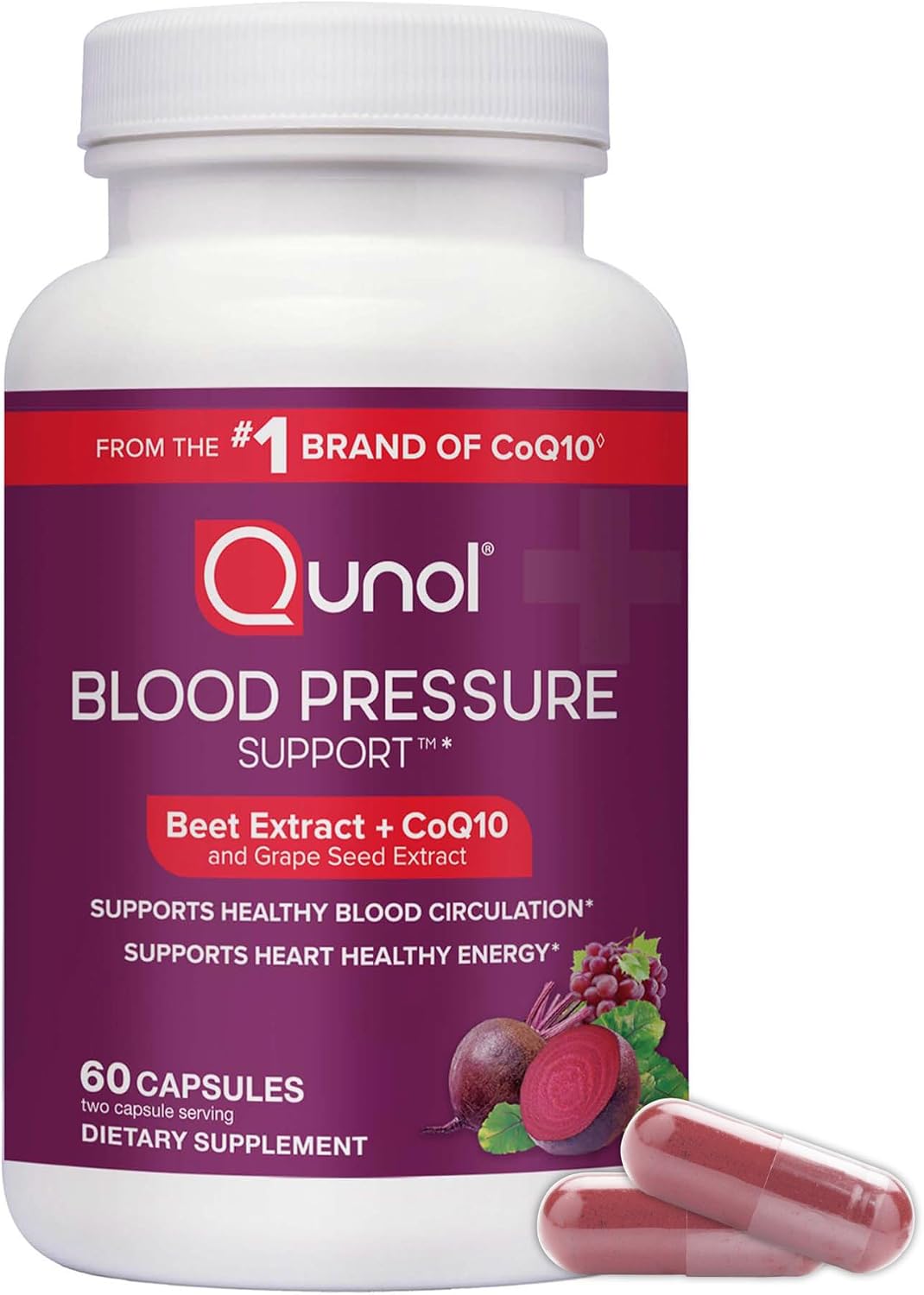 Detalle de Qunol 3-in-1 Beet Root Capsules with CoQ10, 60 Count, 30 Servings