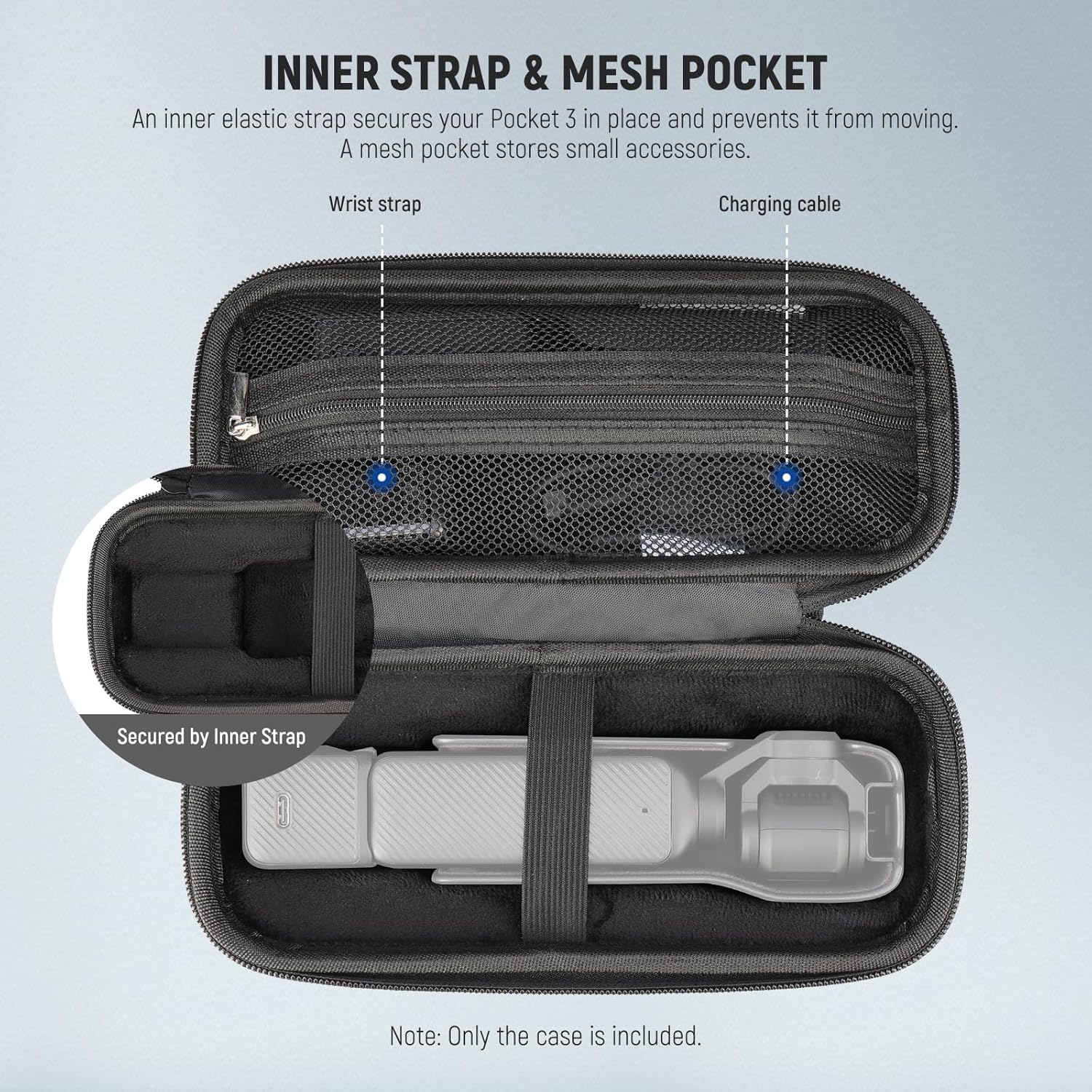 Detalle 2 de NEEWER Tragetasche für DJI Osmo Pocket 3 (Pocket 3) AC025 – robuste Hartschale mit Zubehör-Netztasche
