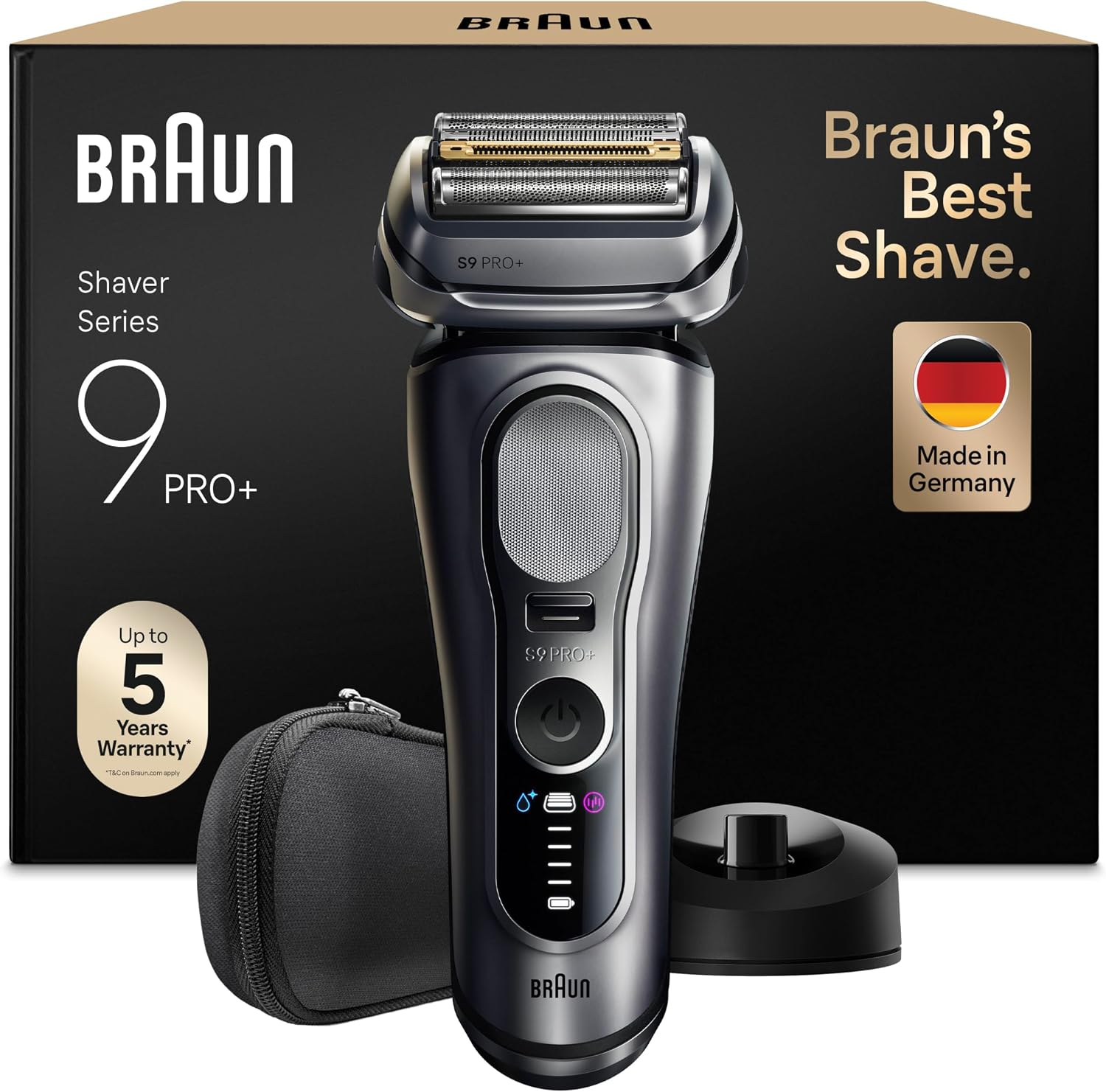 Detalle de Braun Series 9 PRO+ 9617si Rasierer – Elektrischer Herrenrasierer, wasserfest, 60 Min Akku, Made in Germany