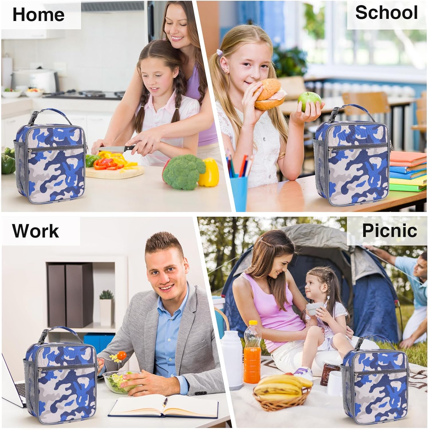 Thumbnail 6 de Minicoco Camouflage Insulated Lunch Bag – 6.5L, 26 x 23 x 11 cm
