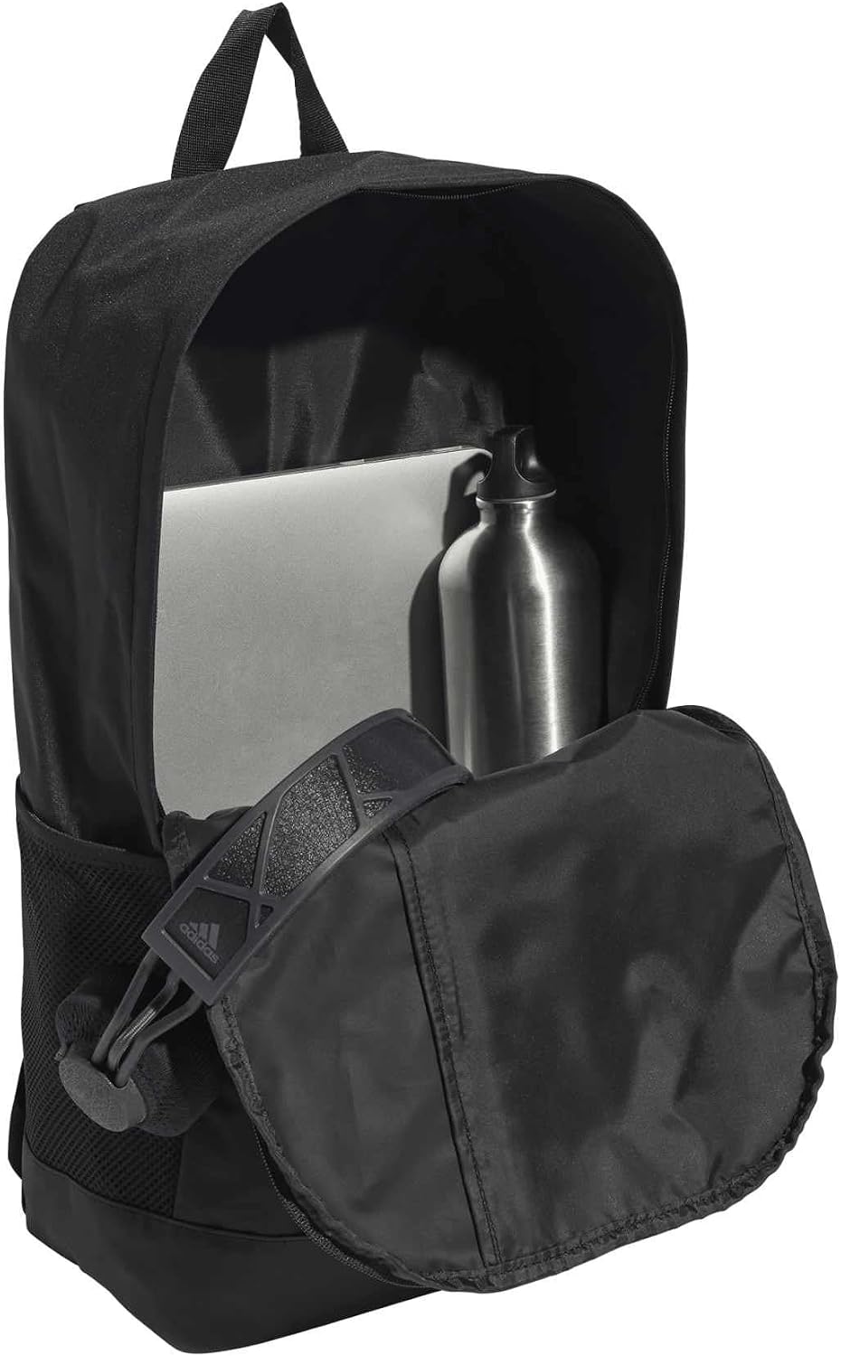 Detalle de adidas Unisex Linear Backpack – Black/Black/White, 18.5 L