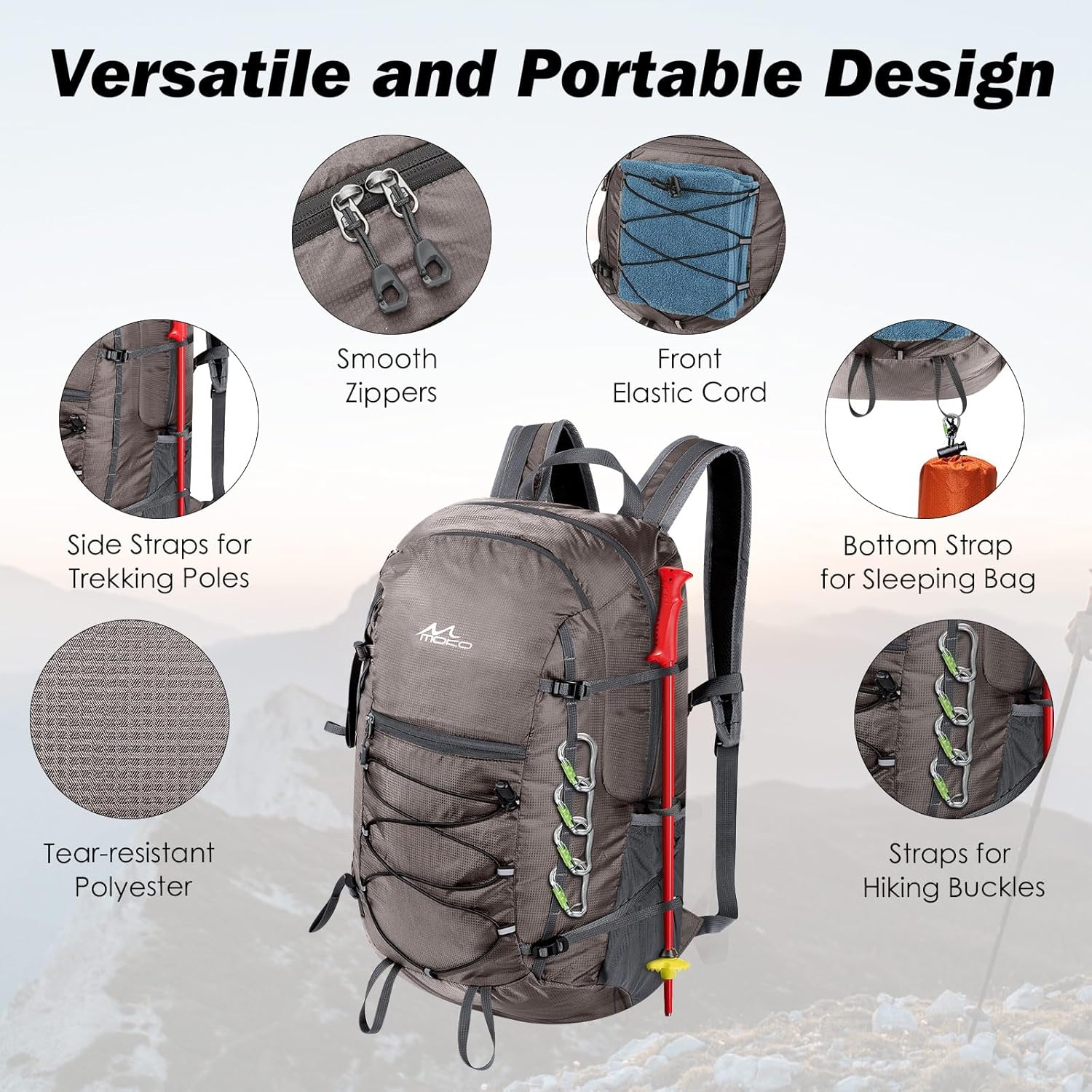 Thumbnail 2 de MoKo 40L Hiking Backpack: a practical large-capacity daypack for outdoors