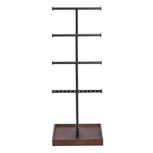 Detalle de Amazon Basics Présentoir à bijoux à quatre étages, Noyer/Noir, Arbre