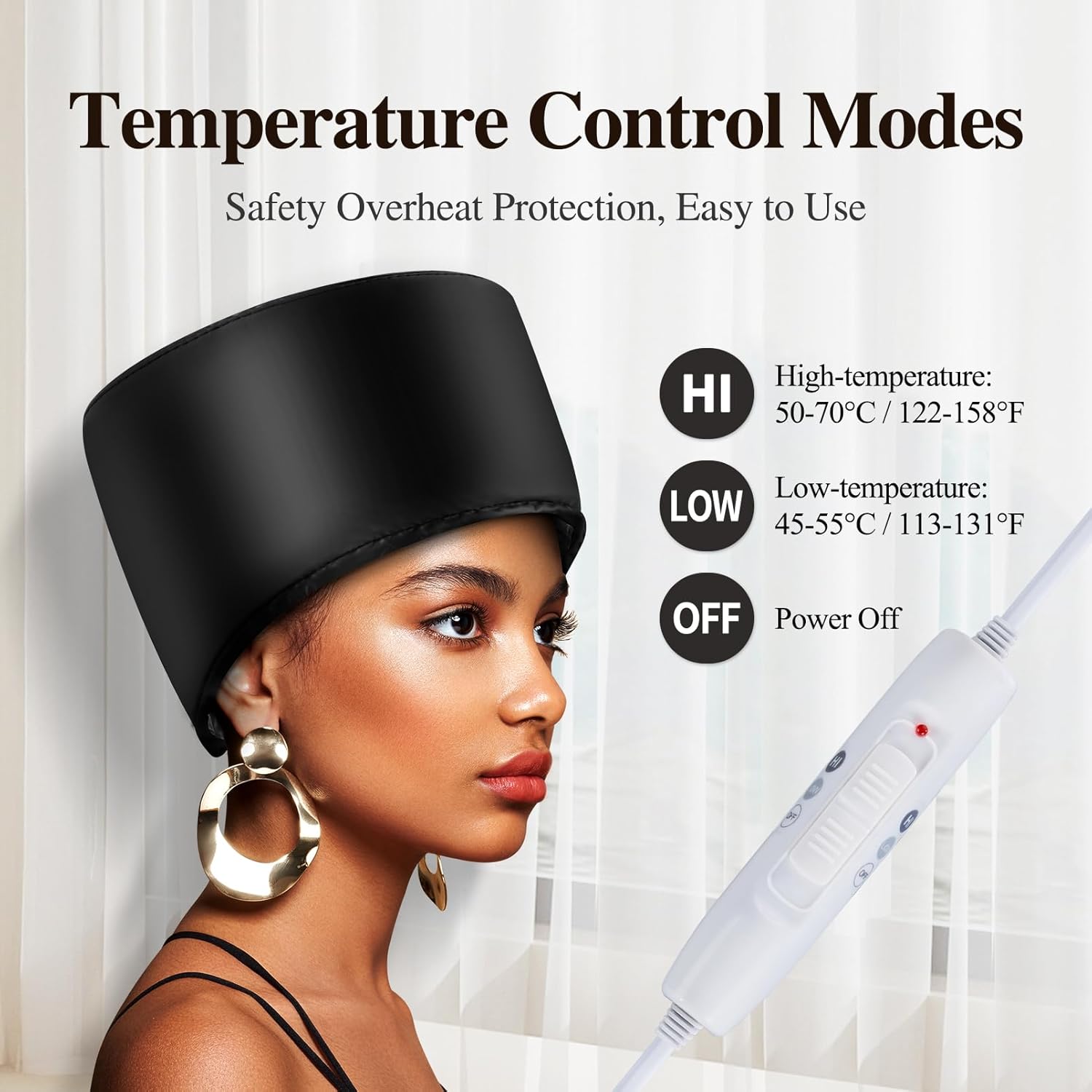 Detalle de AOPOW Hair Steamer Cap for Deep Conditioning