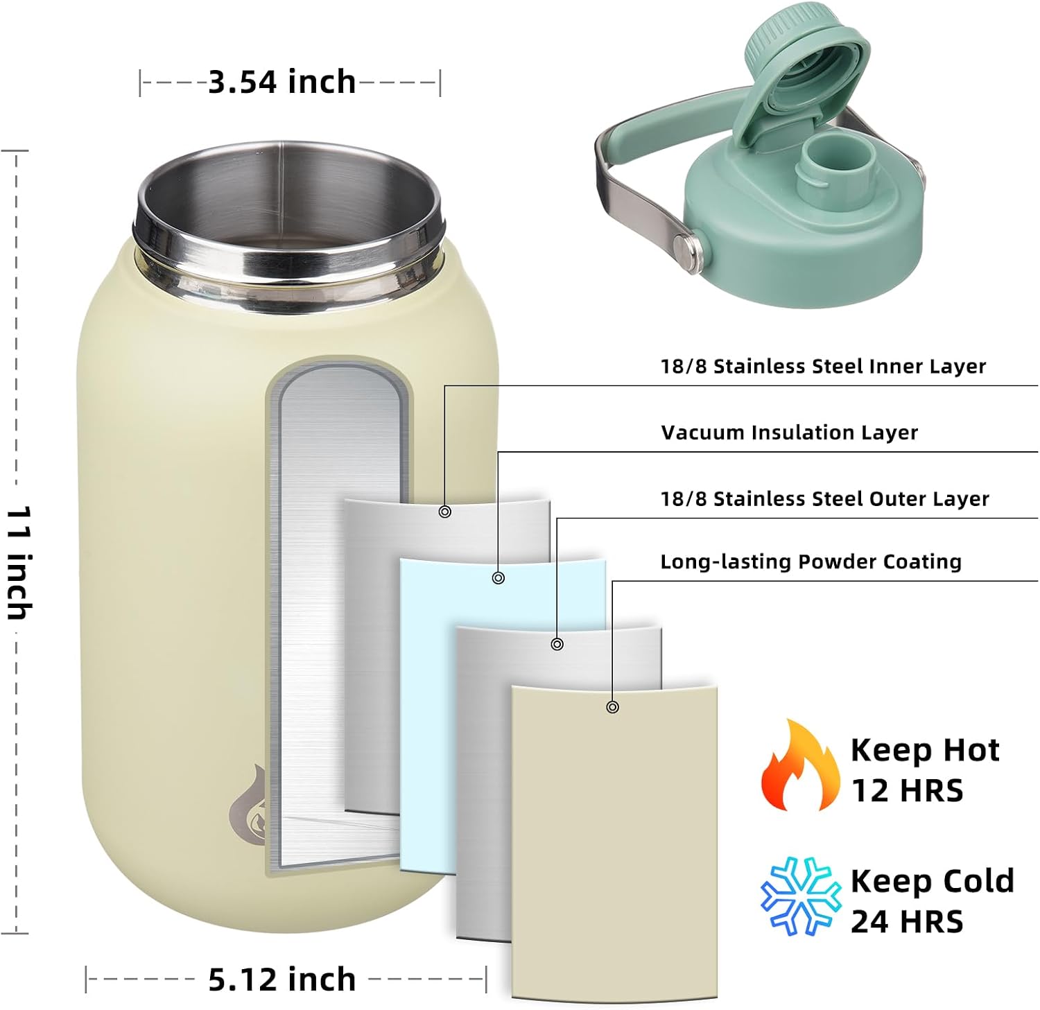 Detalle de BJPKPK Insulated Water Bottle, 64 oz
