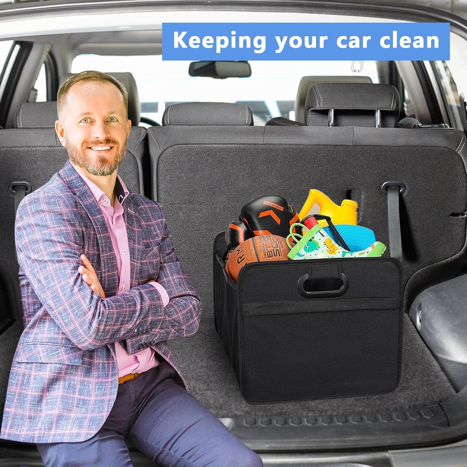 Detalle de Xndryan Car Boot Organiser Bag (Foldable, Multi-Compartment) with Reinforced Base