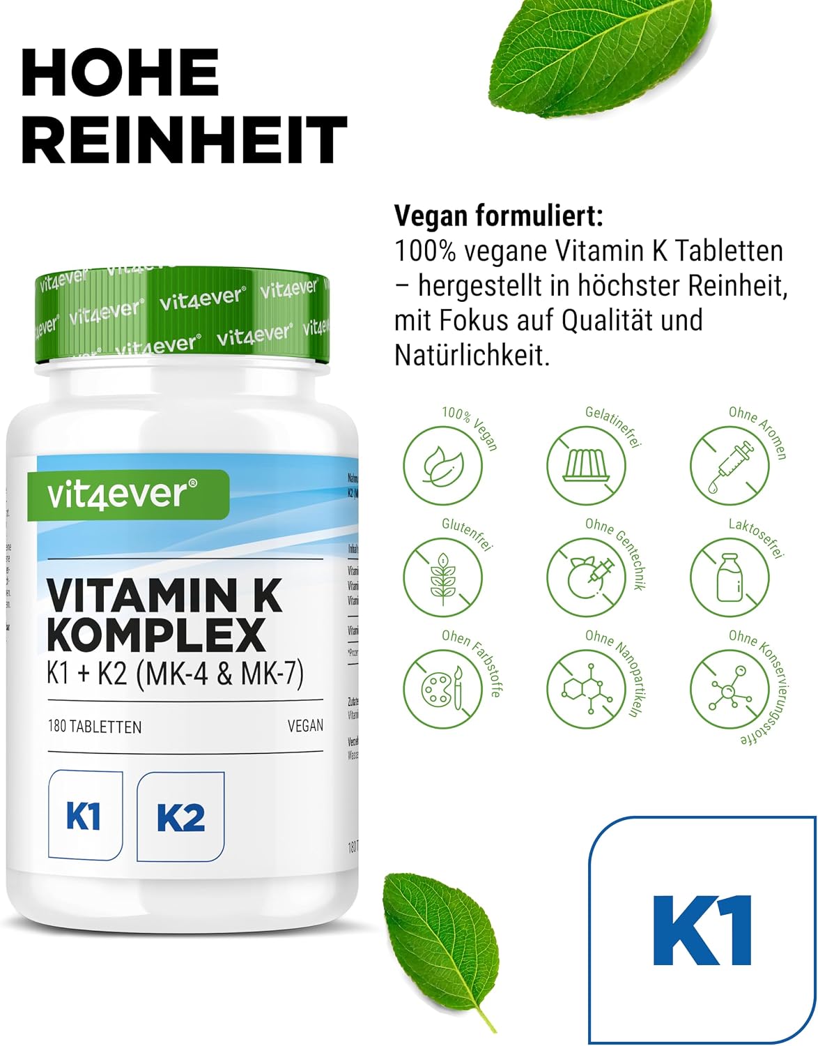 Detalle de Vitamin K Komplex 180 Tabletten von Vit4ever