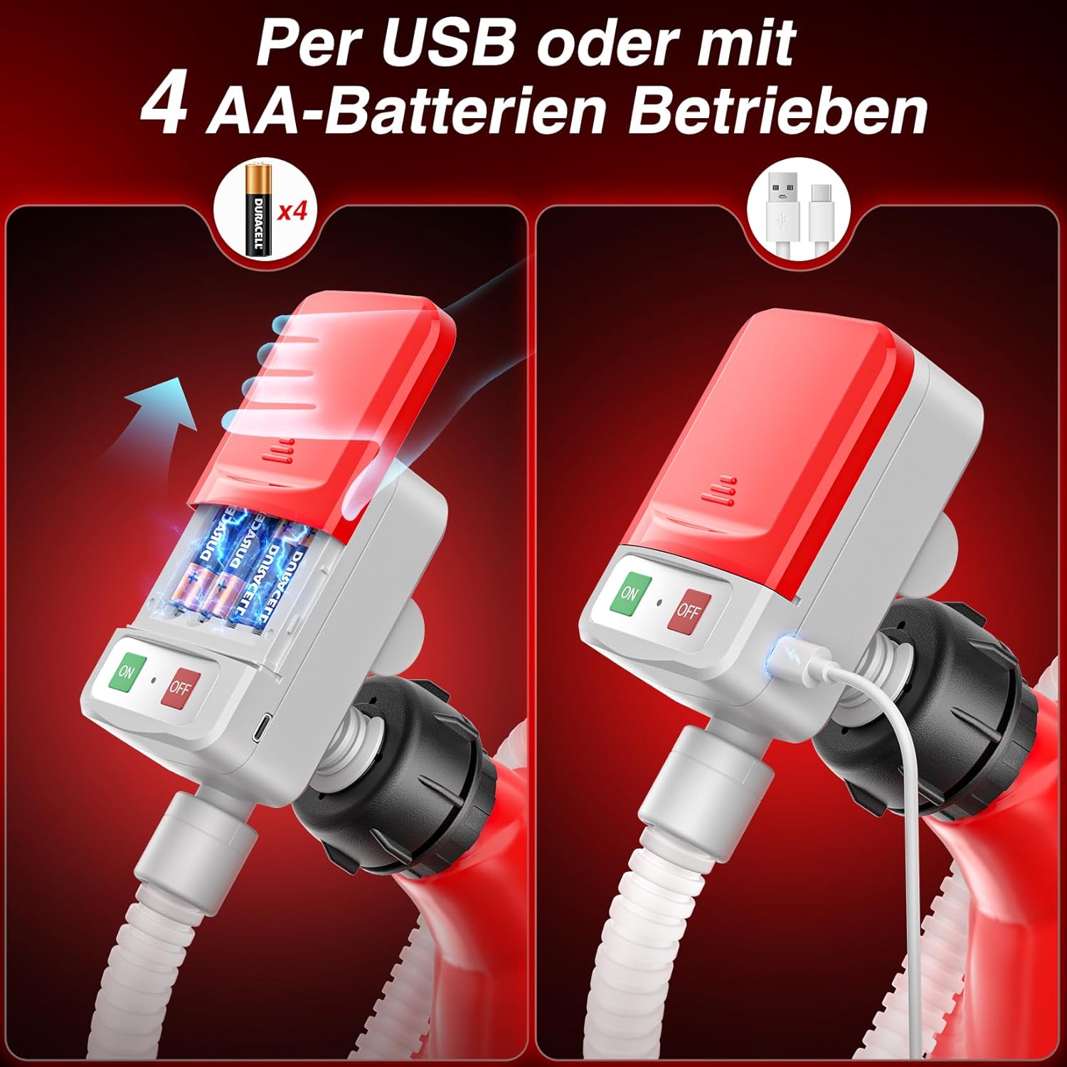 Thumbnail 6 de GZOKMOG Kraftstoffpumpe mit Auto-Stopp-Sensor – 10,6 L/min, USB oder 4 AA-Batterien, inkl. 4 Adapter