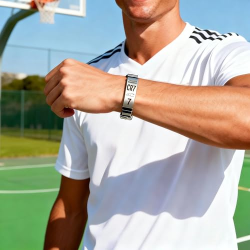Detalle 2 de AIENYOU 3-teiliges Fußball-Schmuckset mit Kette und Armband, Silber