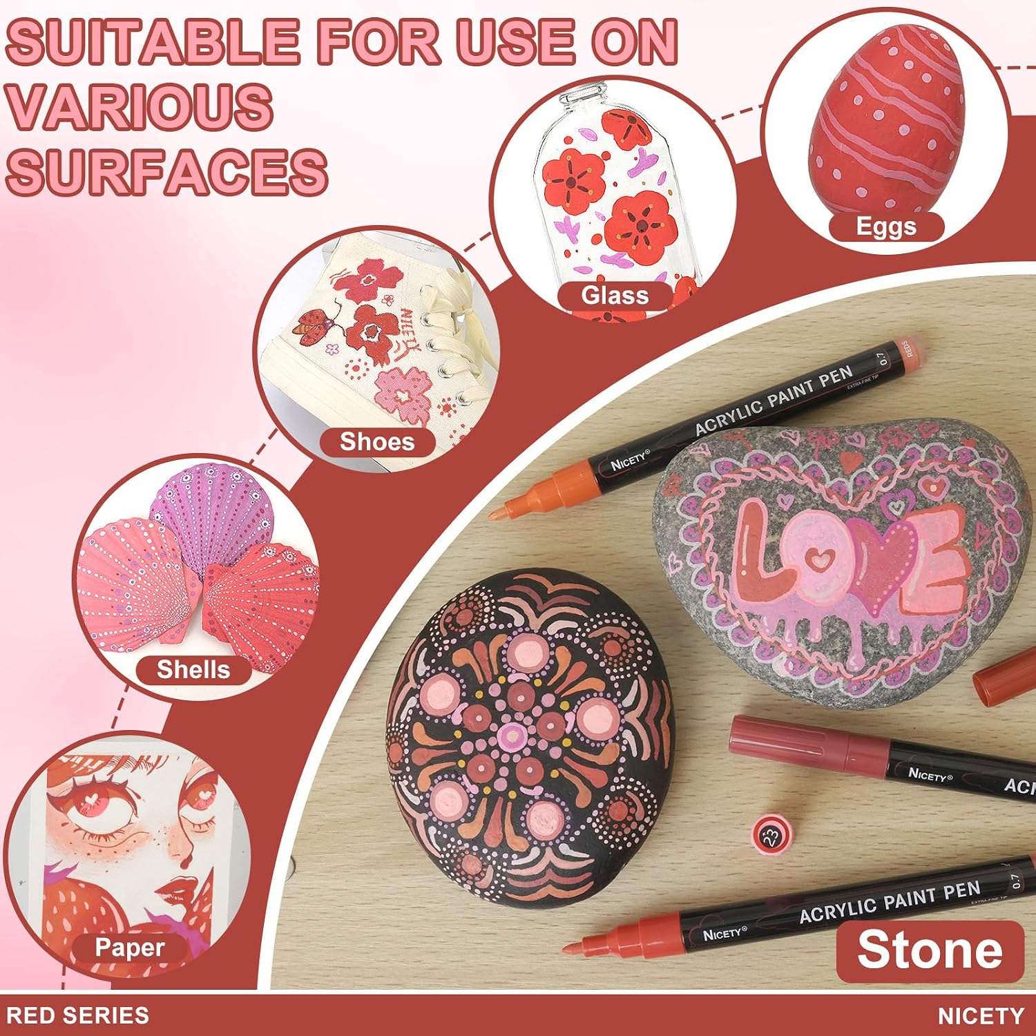 Thumbnail 3 de NICETY 30Pcs Acrylic Paint Pens Red