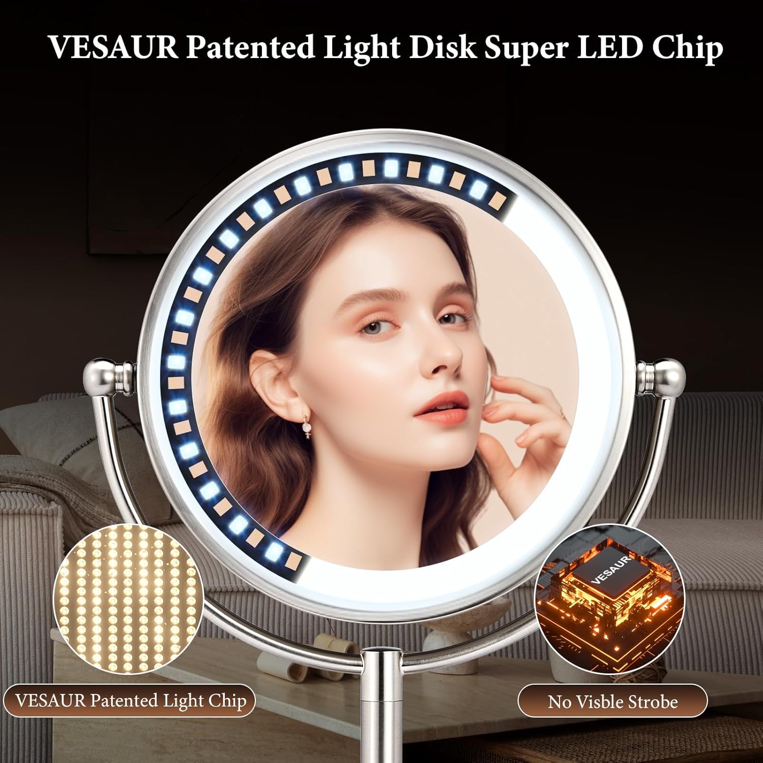 Thumbnail 4 de Professional 8.5" Large Lighted Makeup Mirror 10X with 3-Color Lights 💄