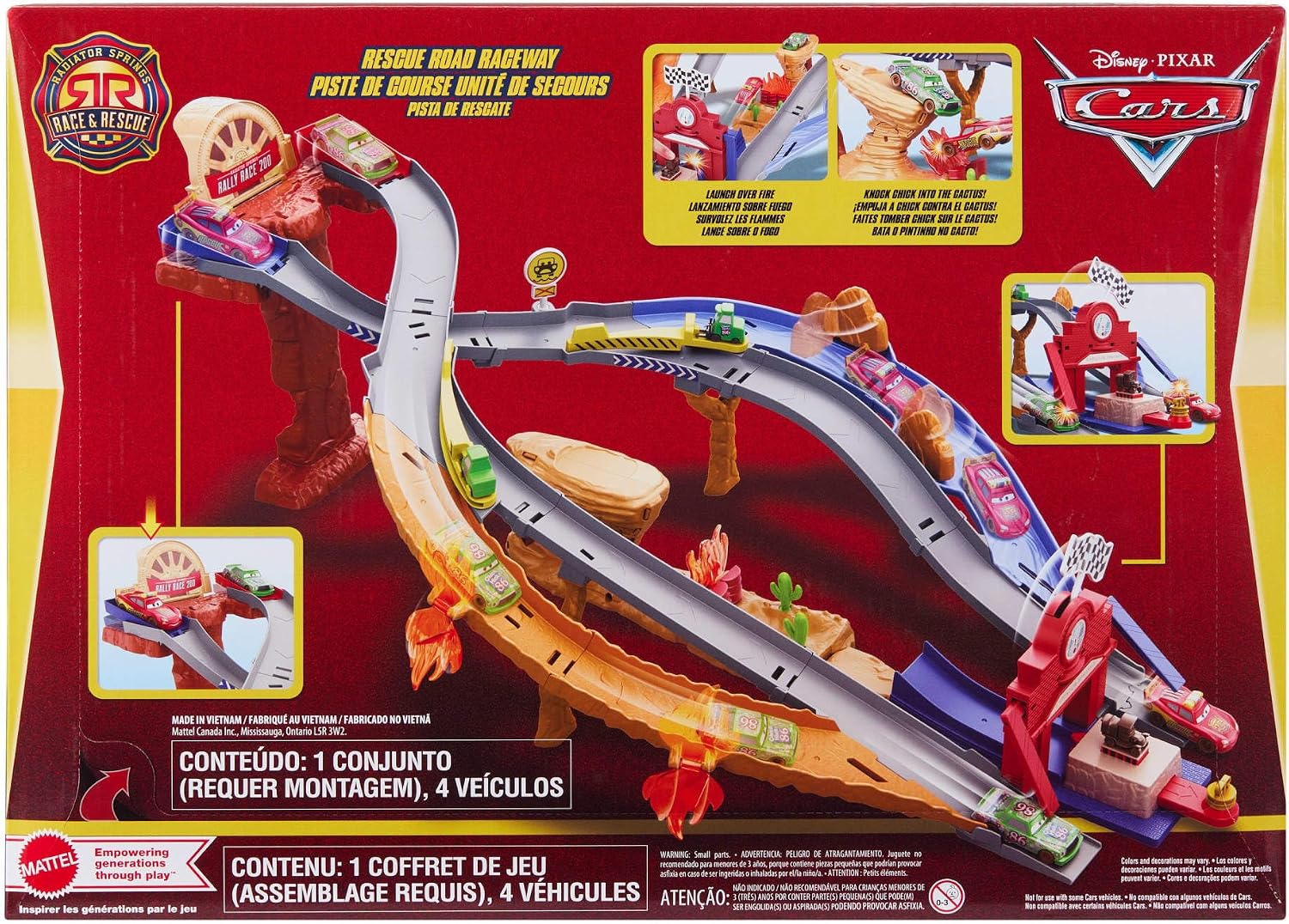 Thumbnail 6 de Mattel Cars Coffret Piste de Course Rescue Road Course (Radiator Springs) avec Flash McQueen, Chick Hicks et 2 véhicules Pitty – JFL57
