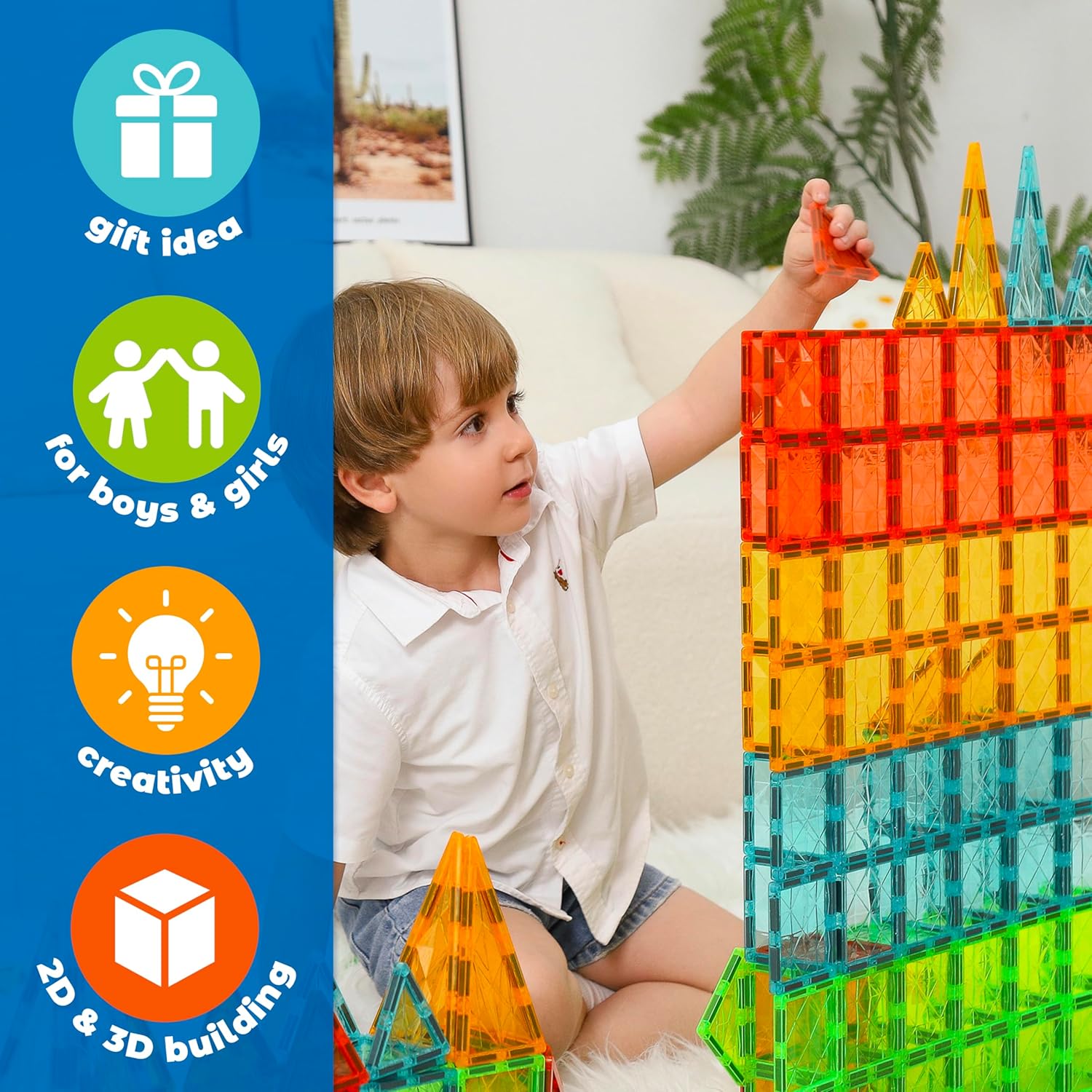 Detalle de Geomag Magnetic Tiles Gems 60 : 60 cartes magnétiques pour construire et stimuler la créativité