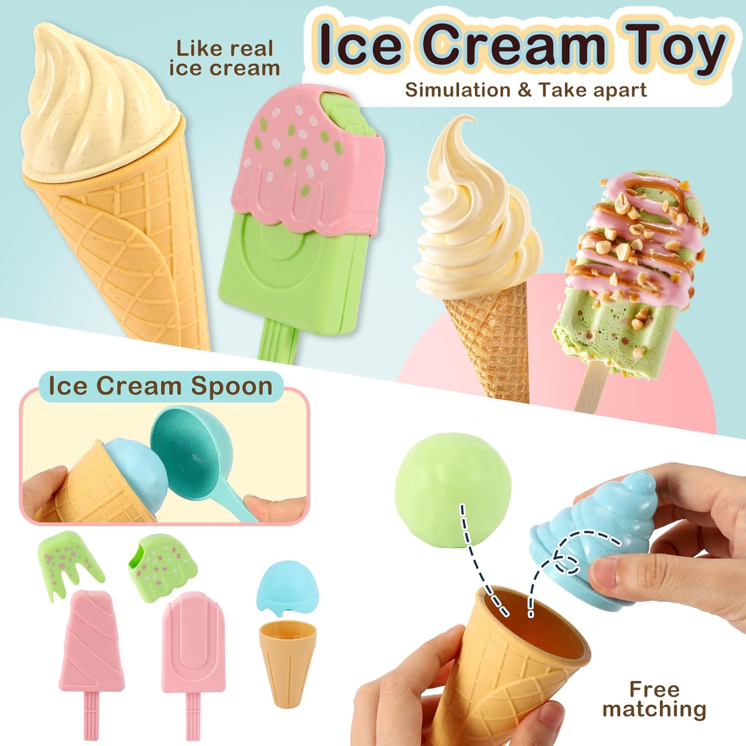 Thumbnail 3 de AOLEVA Eis-Spielzeug für Kinder: Zubehör für Kinder-Eisdiele ab 3 Jahren