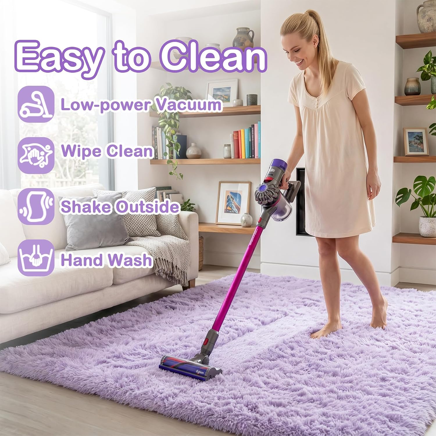 Detalle 2 de PAGISOFE A580 5' x 8' Purple High-Pile Polyester Area Rug