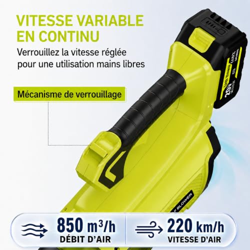 Detalle de Adedad souffleur de feuilles sans fil 20 V, 2 batteries 4 Ah et vitesse variable