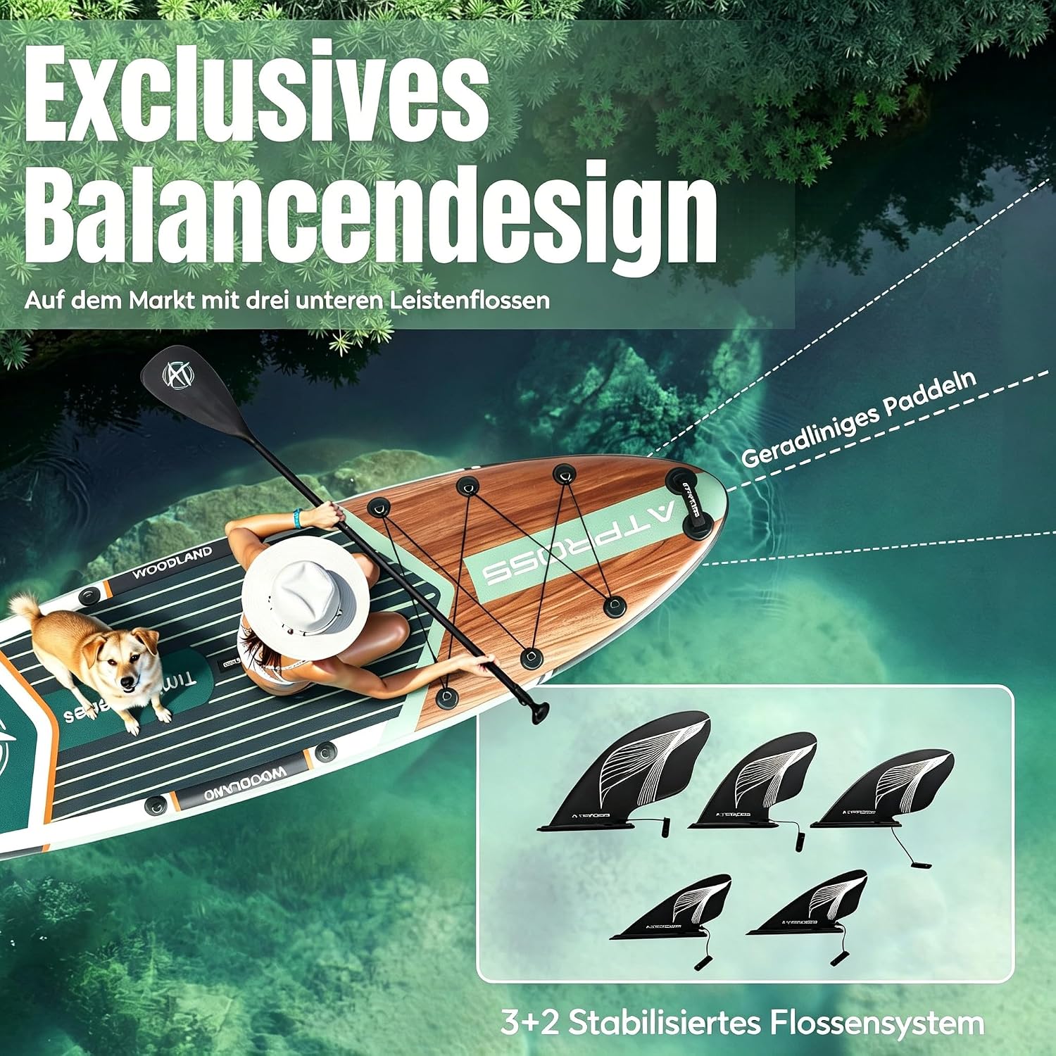 Detalle de ATPROSS SUP Board 366x92 cm – Extra Groß, 240 kg Tragkraft, inkl. Sitz & Zubehör