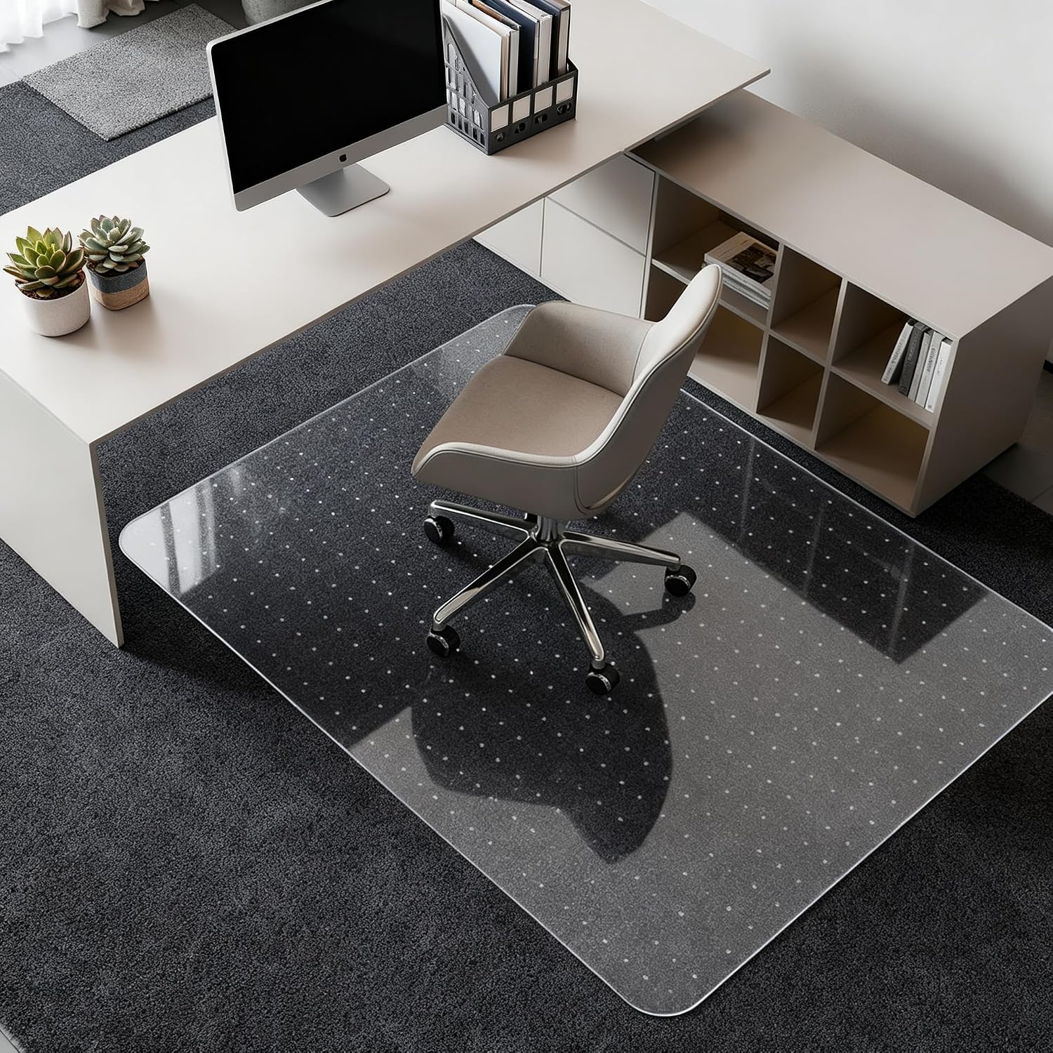 Detalle de Kuyal AX-OF008-h 30 x 48-Inch Transparent Carpet Chair Mat