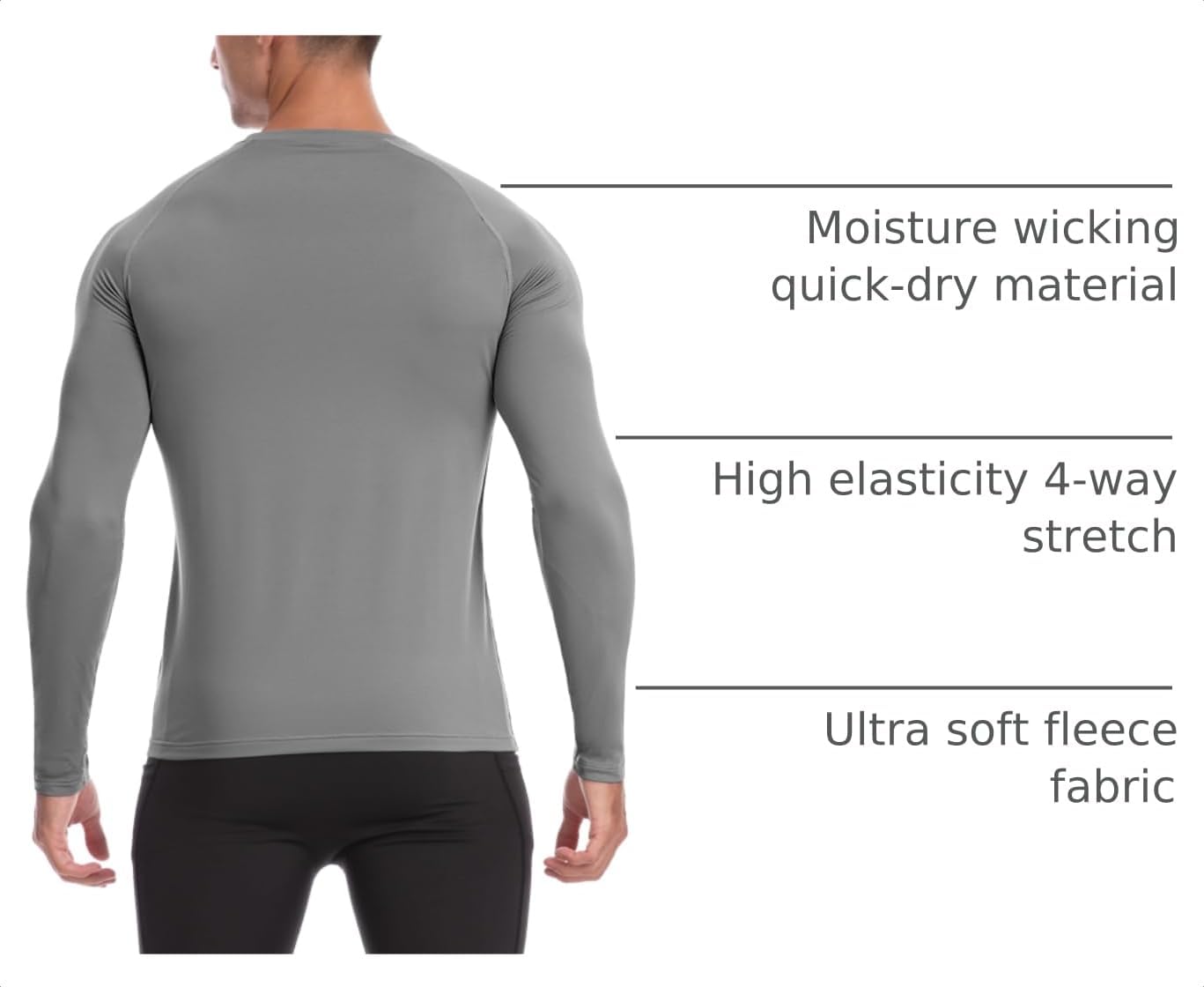 Detalle 2 de Men's Thermal Compression Shirt, Fleece-Lined
