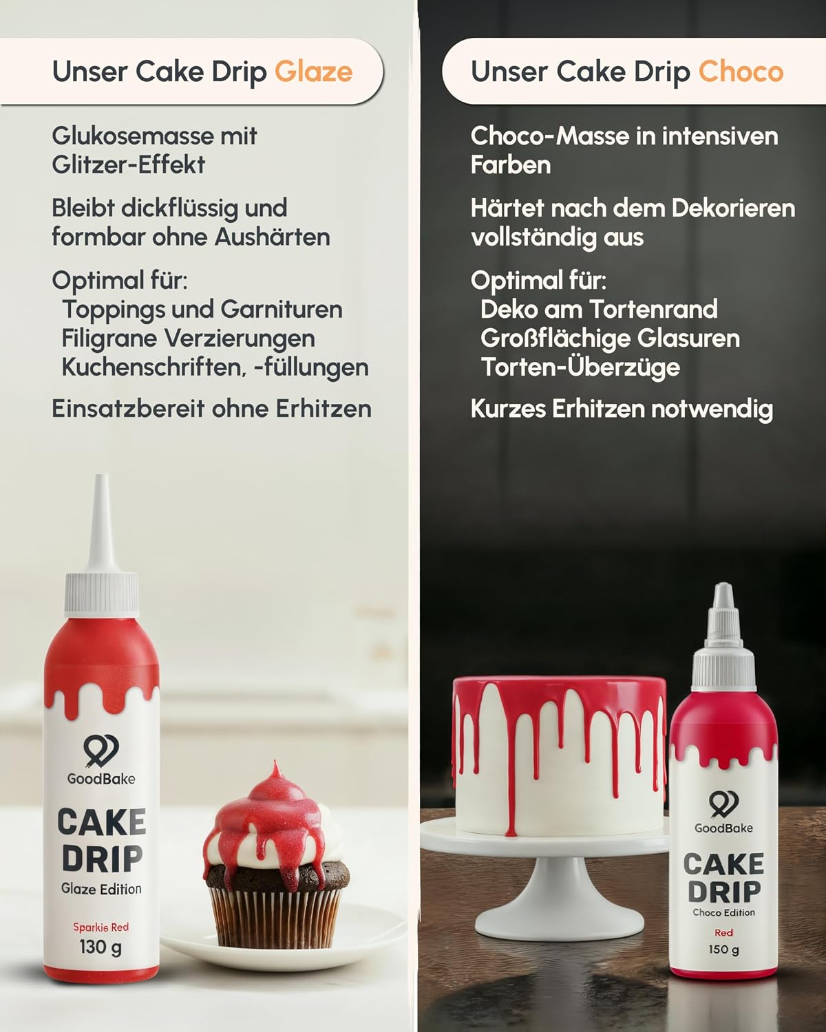 Thumbnail 4 de GoodBake Cake Drip Glaze 130g Rot – vegane Glukose-Glasur für feine Tortendeko