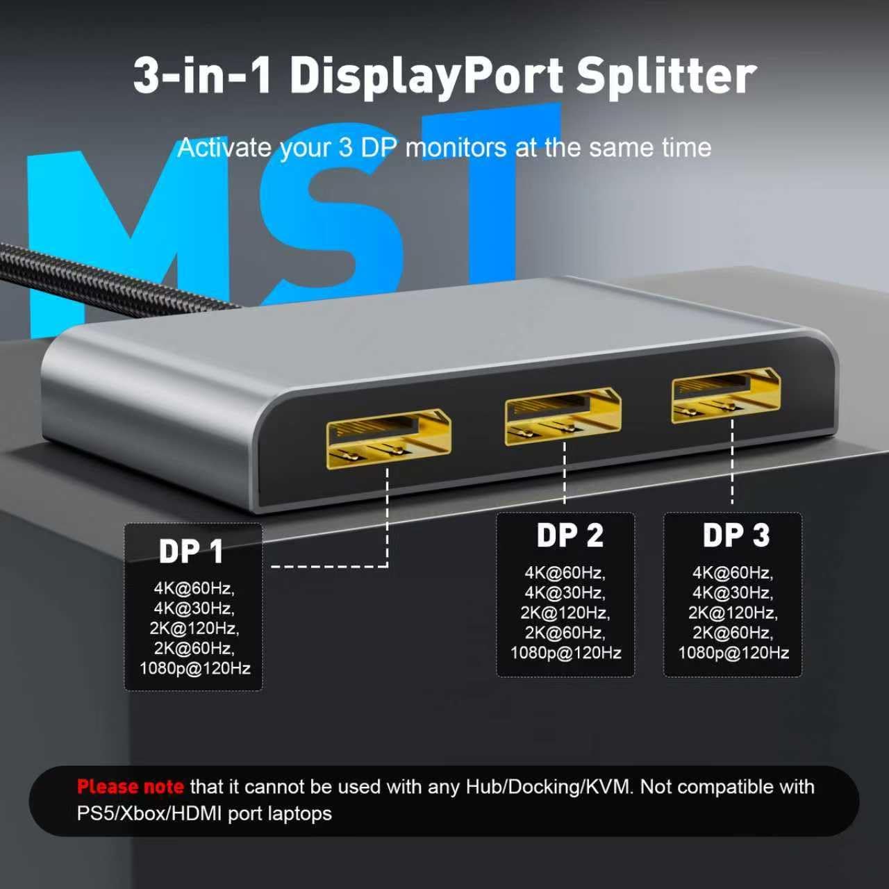 Thumbnail 2 de UANTIN DisplayPort MST splitter 1 to 3