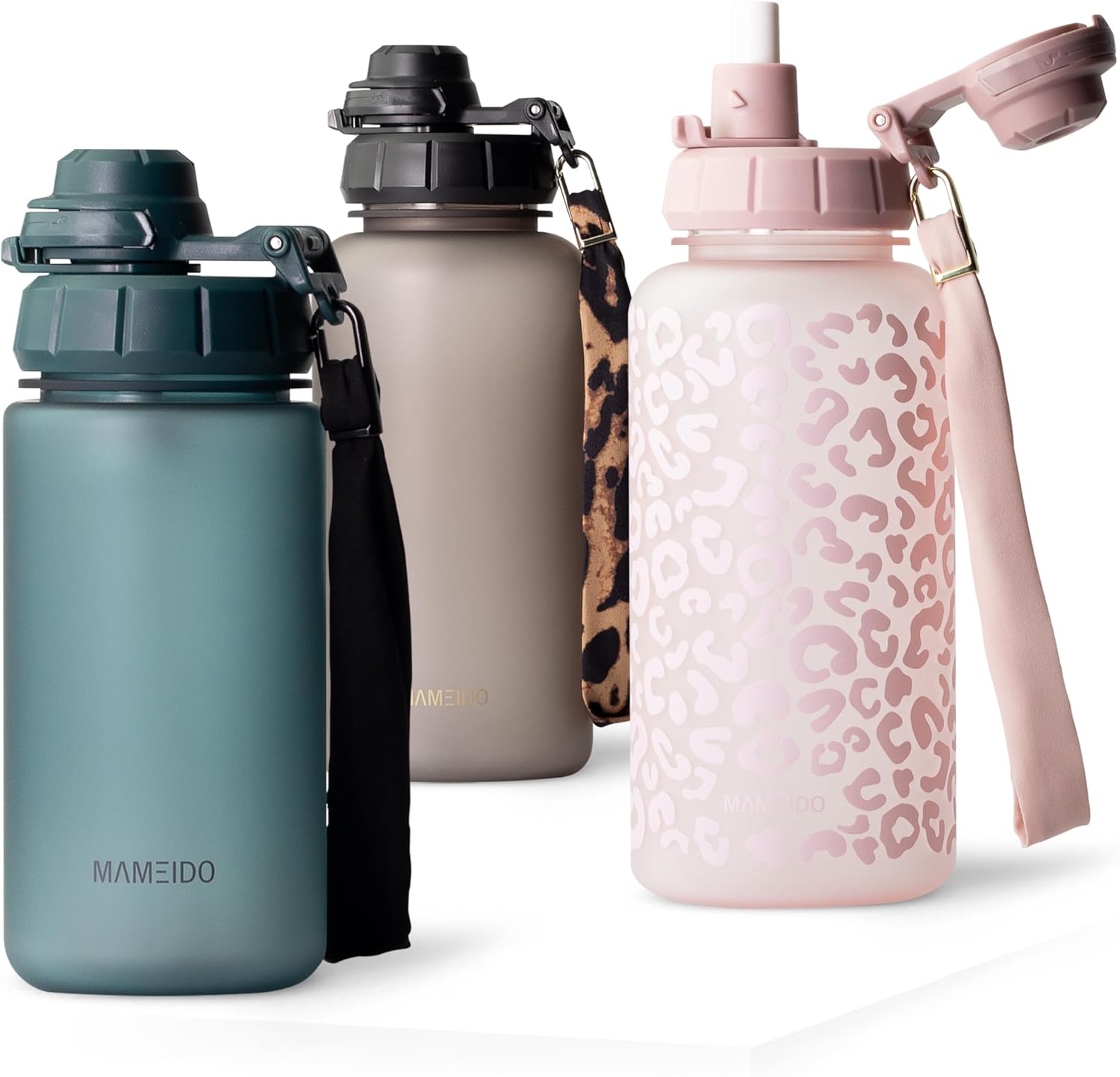 Thumbnail 5 de MAMEIDO Trinkflasche mit Strohhalm & Zeitmarkierung – 2 L, BPA-frei, aus Tritan, auslaufsicher, Urban Taupe