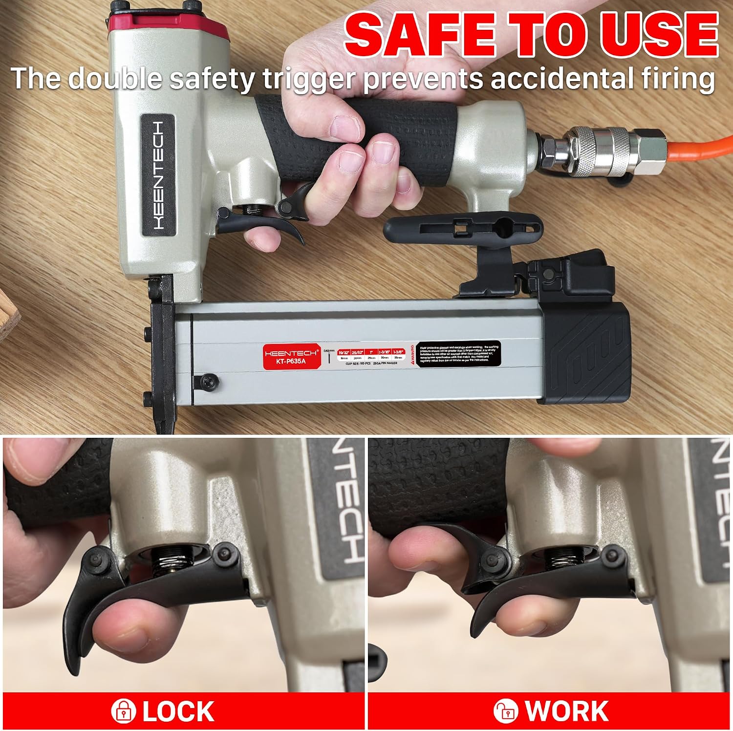 Thumbnail 5 de KEENTECH KT-P635A 23-Gauge Pneumatic Pin Nailer with 2,160 Pins