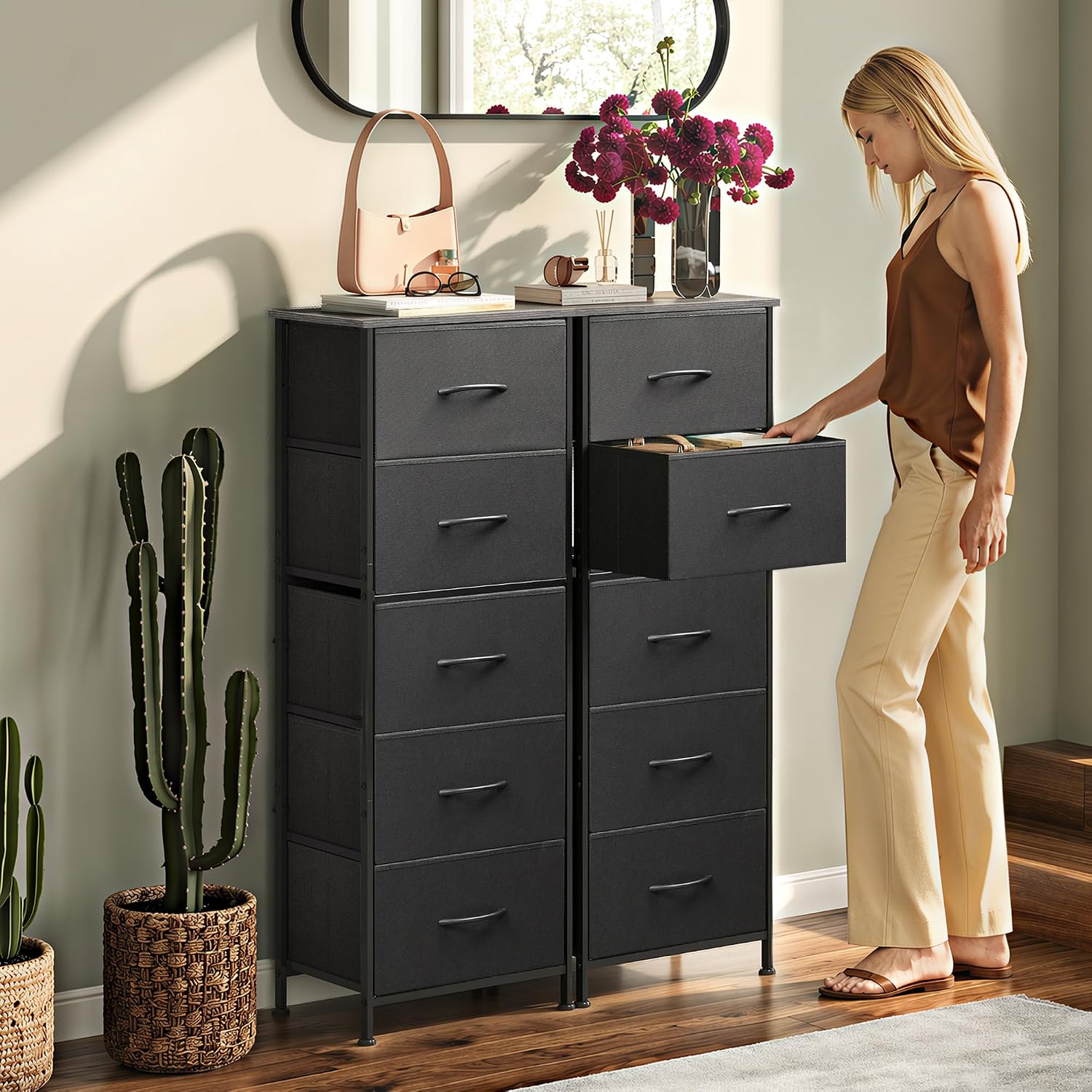 Detalle 2 de WLIVE Fabric Dresser 5-Drawer 47.5" Tall