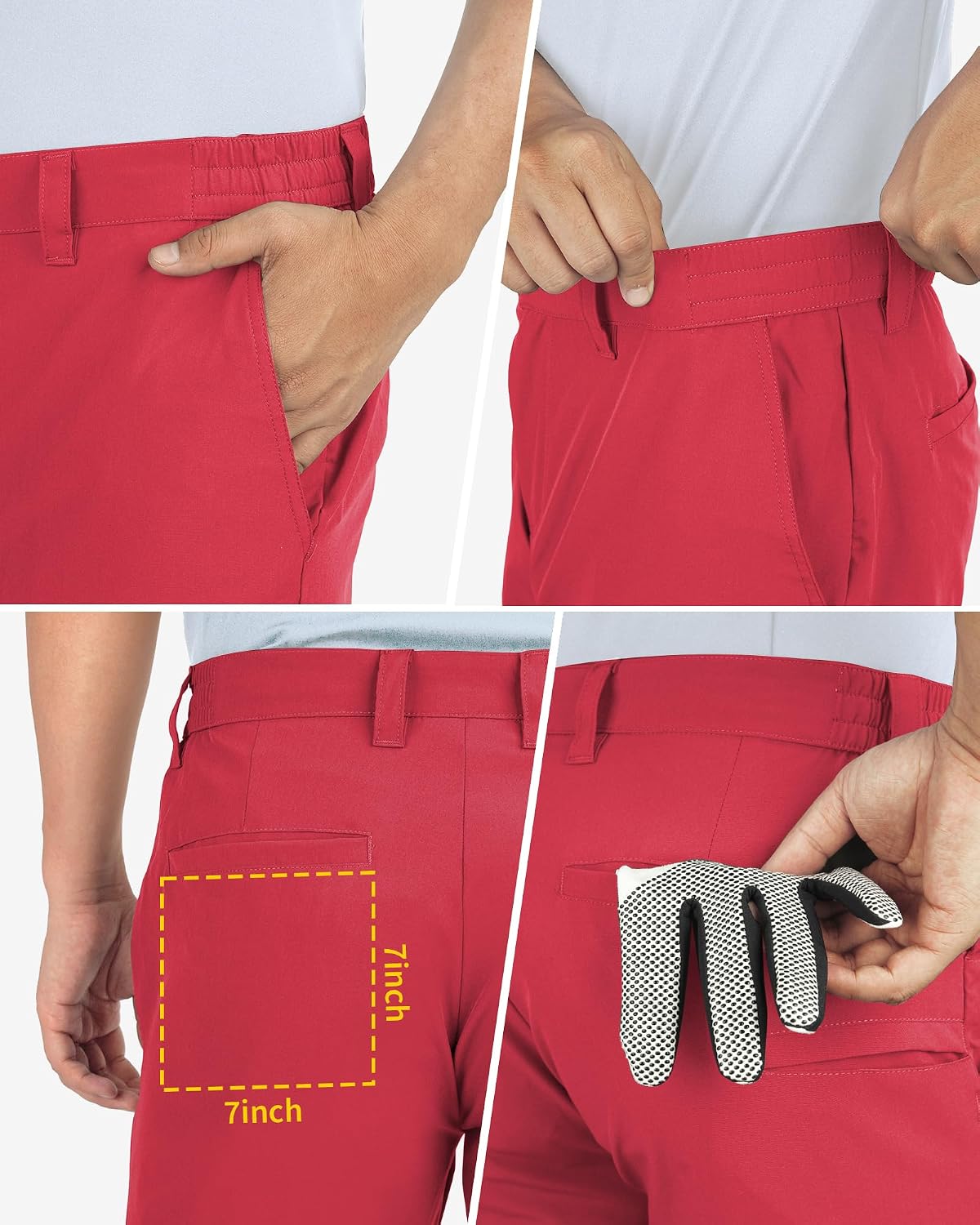 Detalle de 33,000ft Men's Golf Shorts 9" Dry Fit Stretch with UPF 50+ — Lightweight Bermuda Shorts