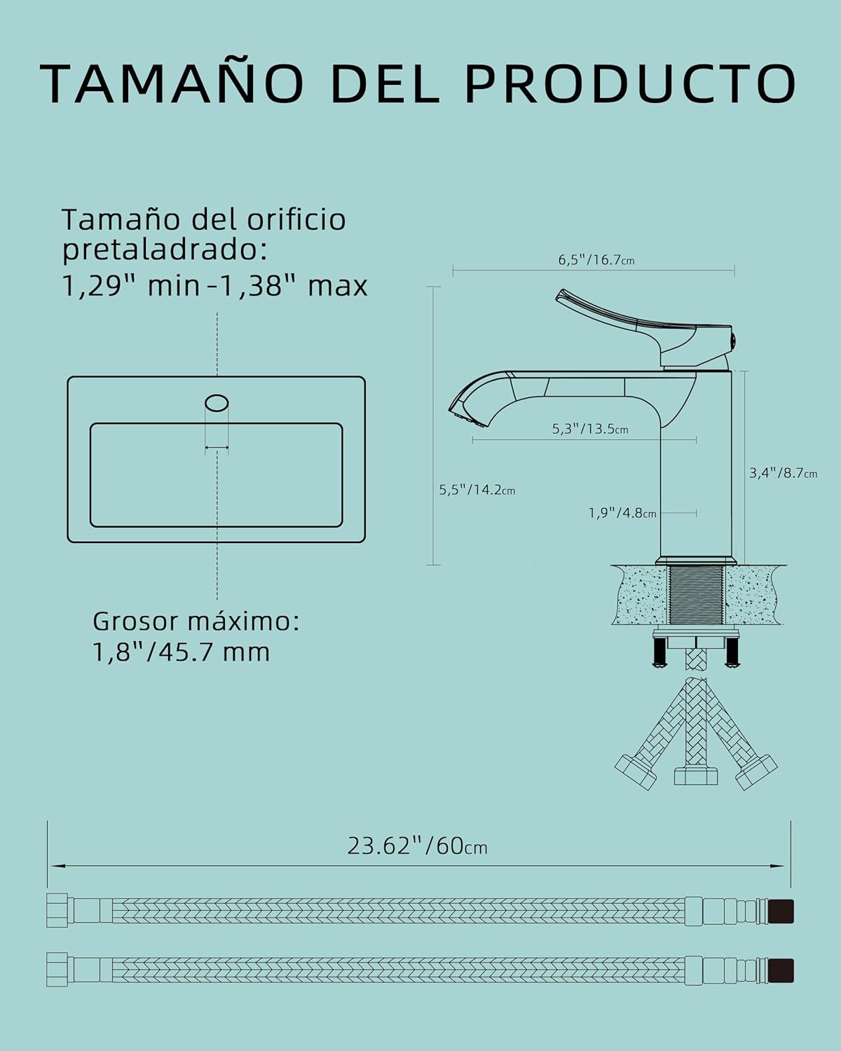 Thumbnail 7 de BELZ Grifo Lavabo Monomando Negro Mate 🔧