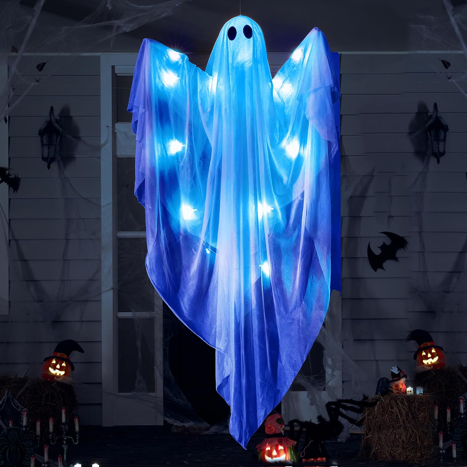 Detalle de JOYIN 11504 47-Inch Hanging Halloween Ghost with Blue LED and Timer