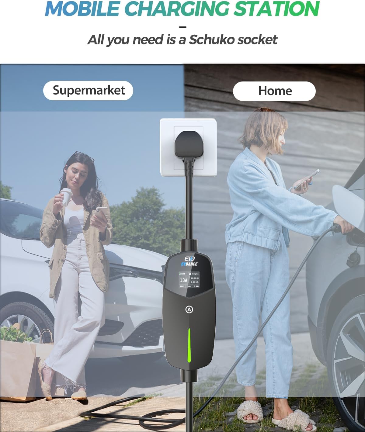 Detalle de EVDANCE Type 2 EV charger 10m