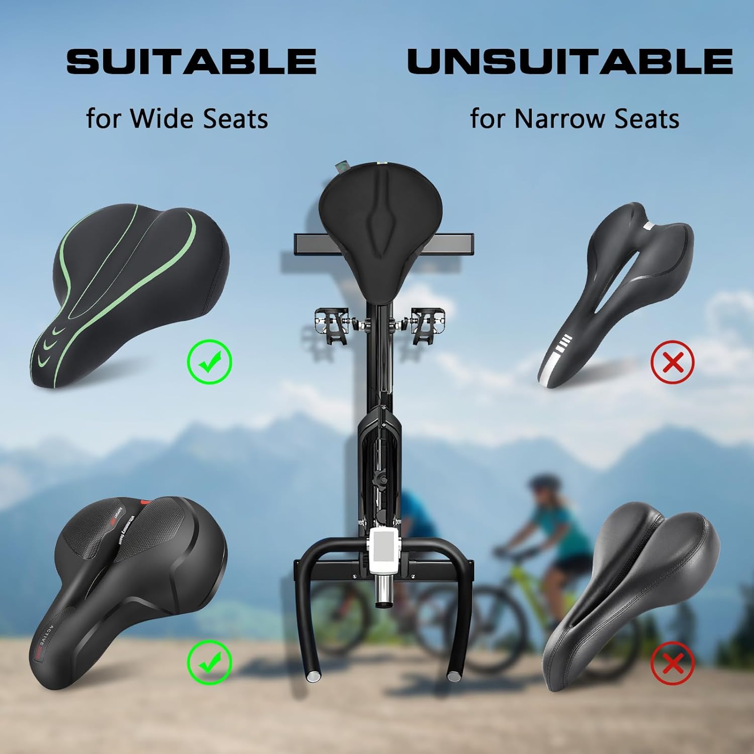 Thumbnail 2 de Zacro Gel Padded Bike Seat Cushion – Ergonomic, Extra Soft Cover for Indoor & Outdoor Rides