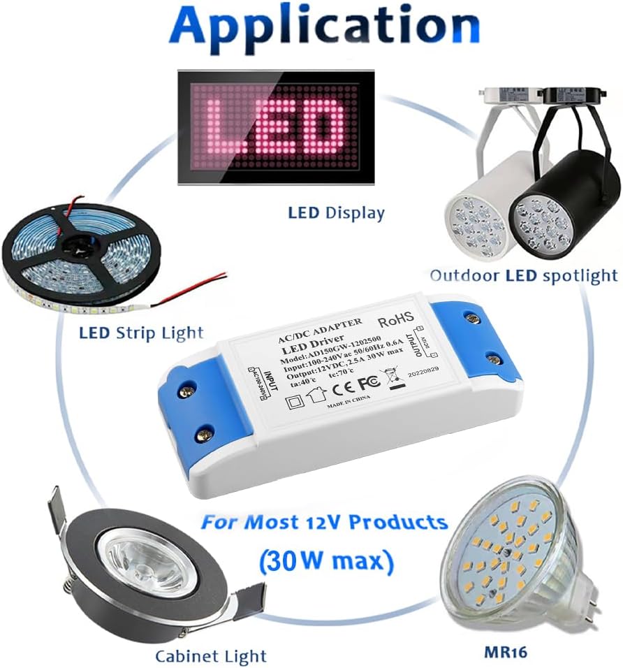 Thumbnail 1 de LED Transformator 1–30W 12V 5A Netzteil für MR16/G4/GU5.3