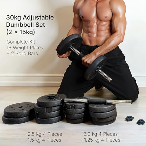 Thumbnail 8 de Yaheetech 30KG Adjustable Dumbbells Set – 2x15KG Free Weights for Home Gym