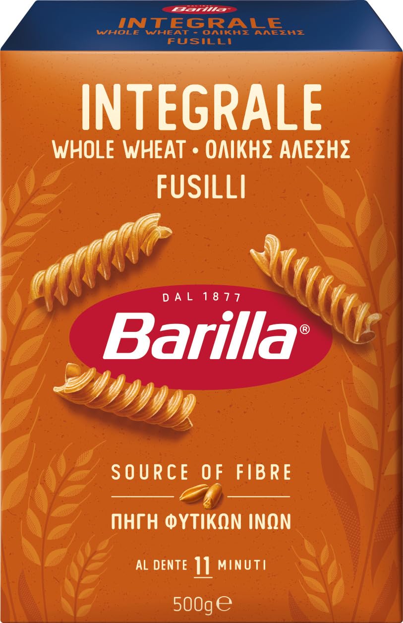 Detalle de Barilla Pasta Integrale Fusilli – Vollkorn-Hartweizengrieß-Pasta, 5 x 500 g