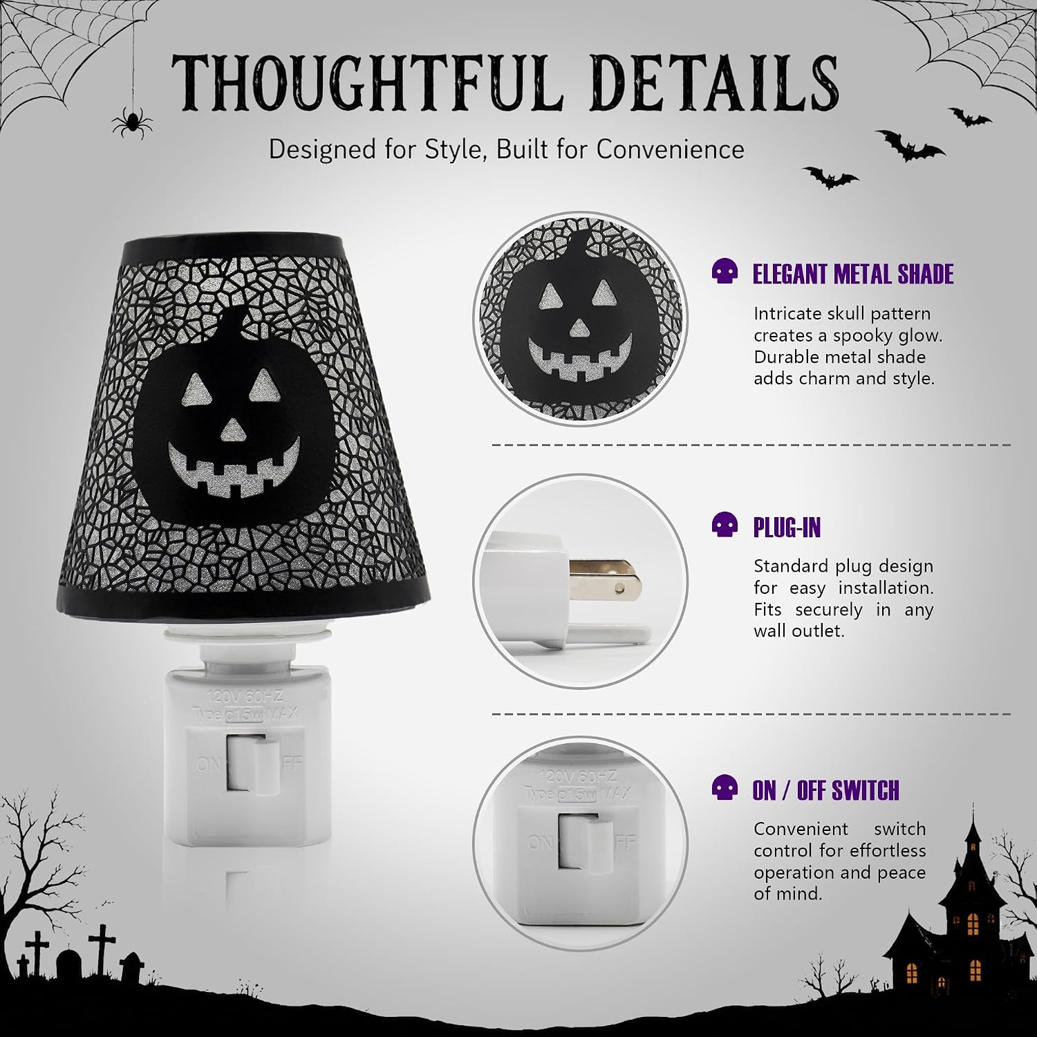Detalle 1 de Niqelva Plug-In Night Light with Removable Metal Shade