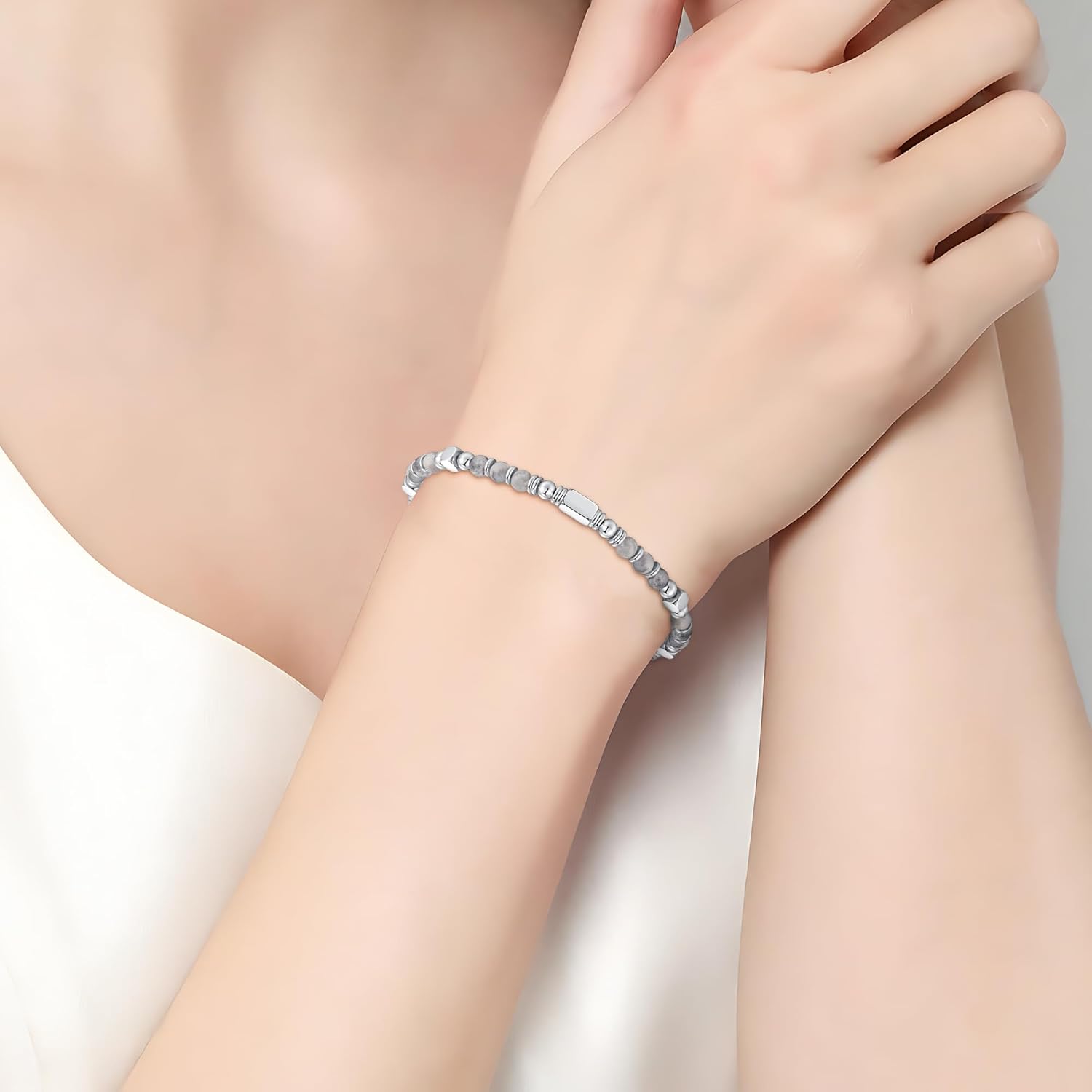 Thumbnail 6 de SIUMAL Bracciale Donna Bohémien con Pietra Naturale e Acciaio Inossidabile