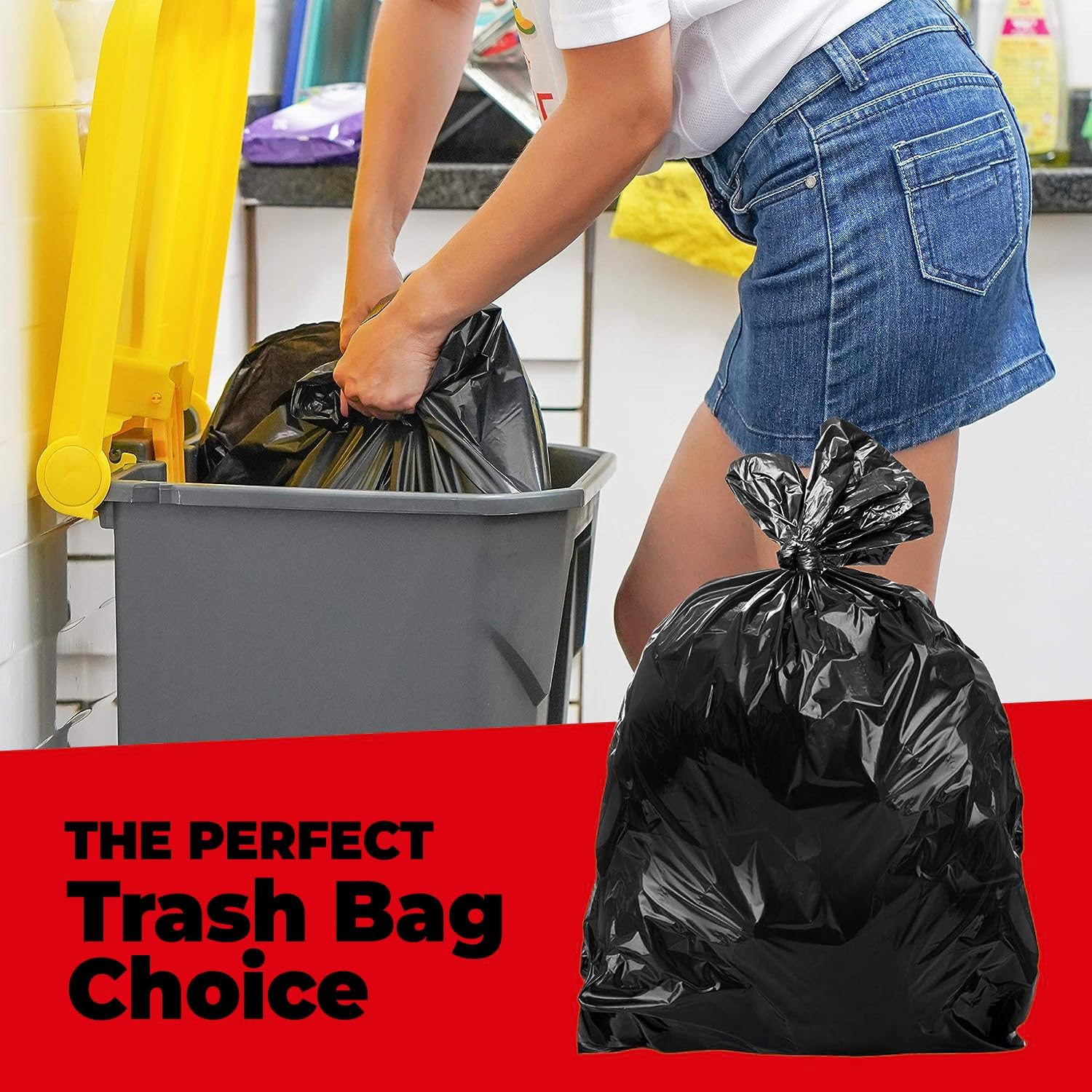 Detalle 2 de ToughBag 55-60 Gallon Heavy Duty Trash Bags, 150 Count (Black) - Made in USA