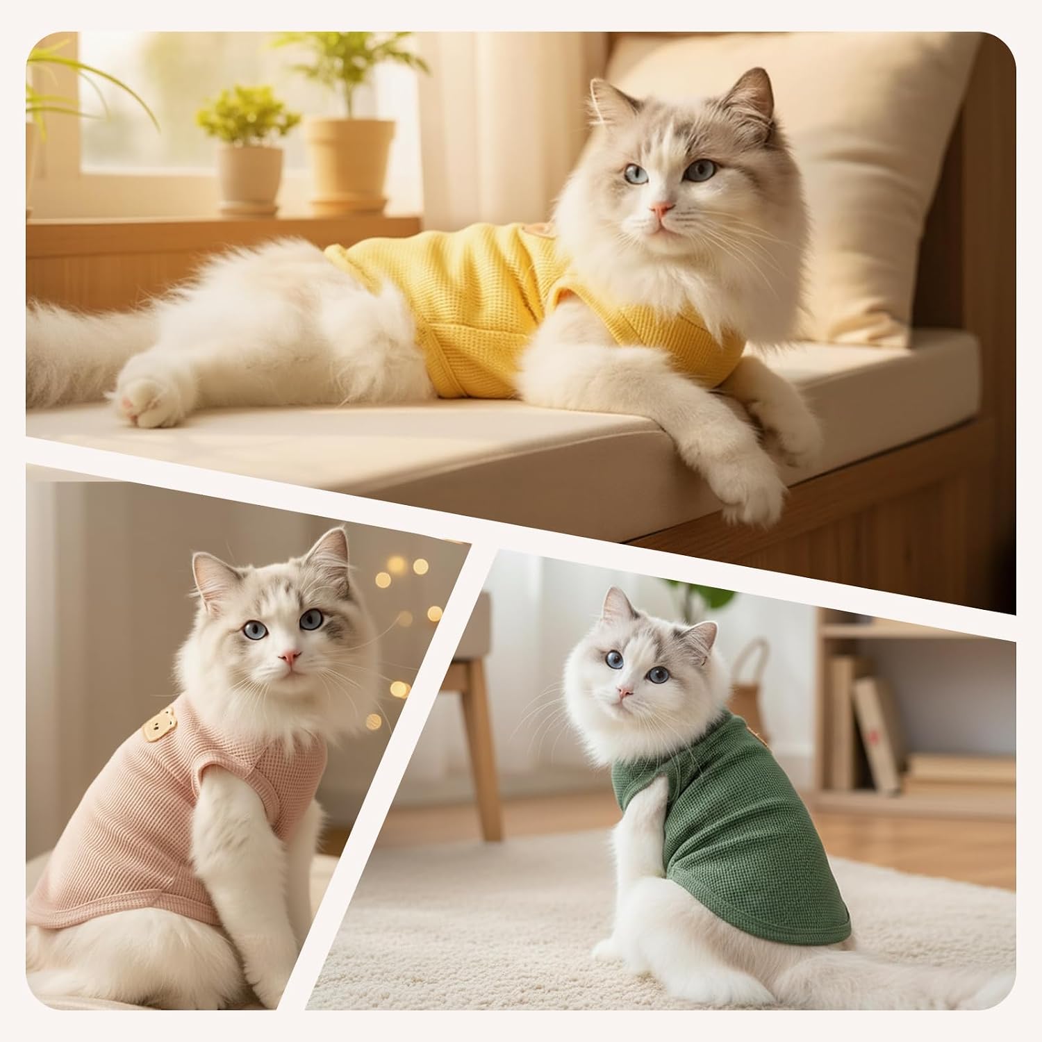 Thumbnail 3 de Coohams Katzenkleidung 3er Pack – Katzen Tshirt aus Waffelstoff (2XL), inklusive Bären-Apperl