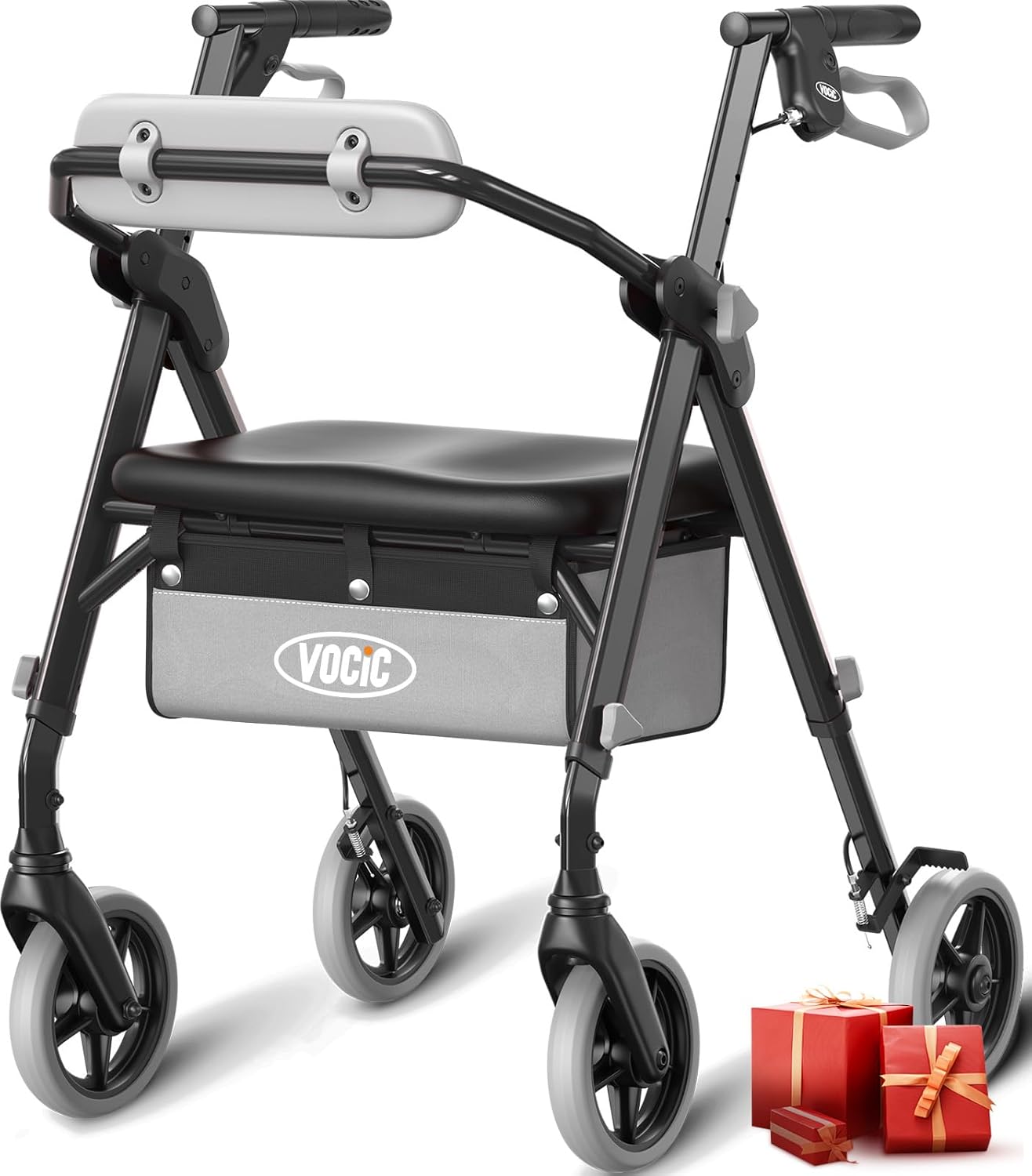 VOCIC Z11 Rollator – faltbar, leicht und stabil mit Sitz (Tragkraft 172 kg)