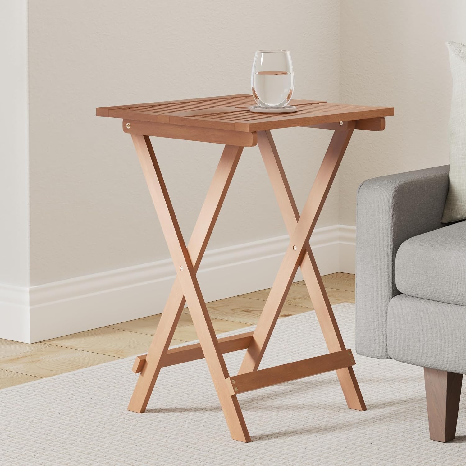 Thumbnail 1 de Furinno TIOMAN Patio Table Folding Outdoor Side Table in teak oil (51.1 x 72.4 x 51.1 cm)