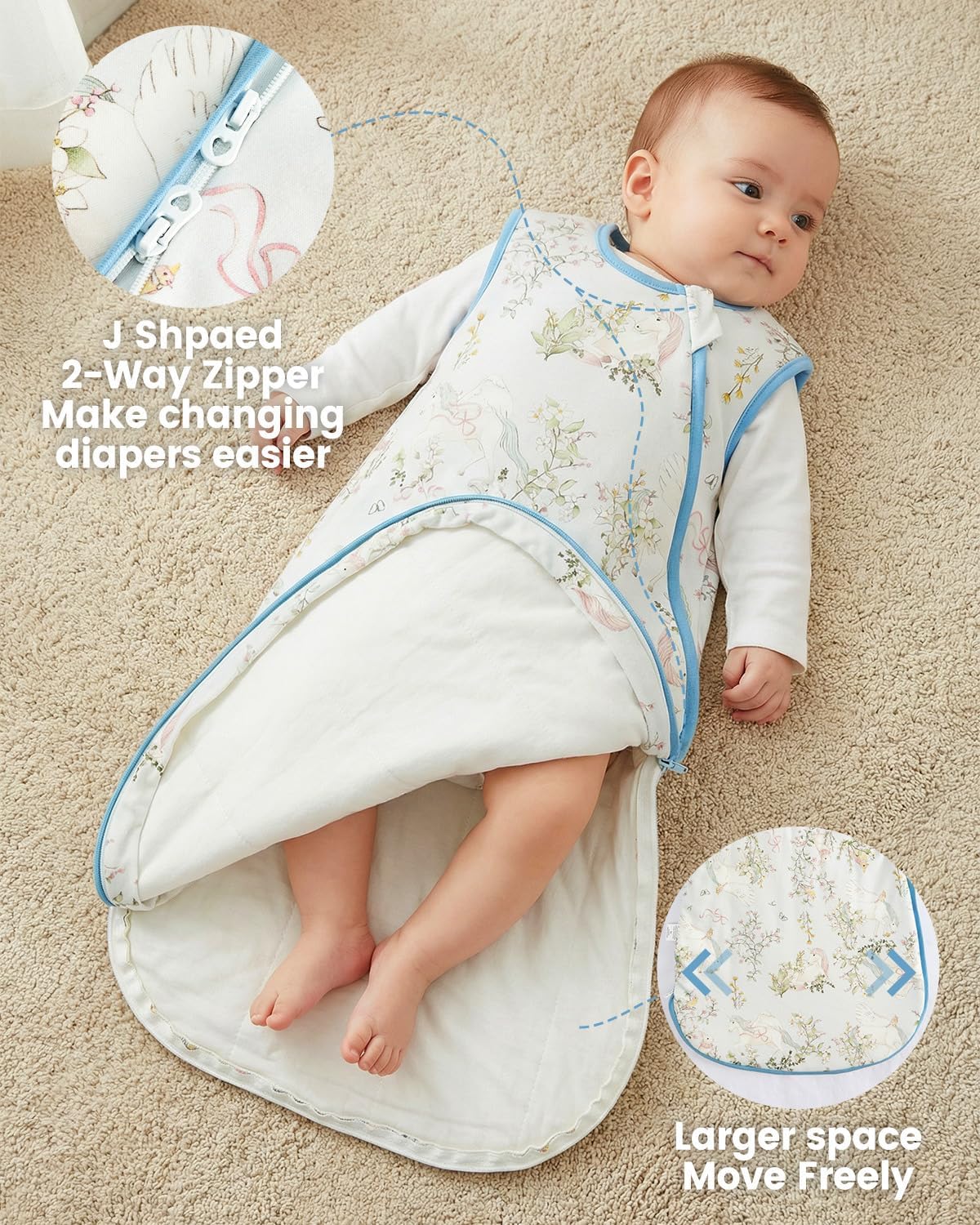 Thumbnail 1 de WYTbaby 2 Pack Baby Sleeping Bag – 0.5/1/1.5 TOG, 100% Cotton wearable blanket for 0–24 months