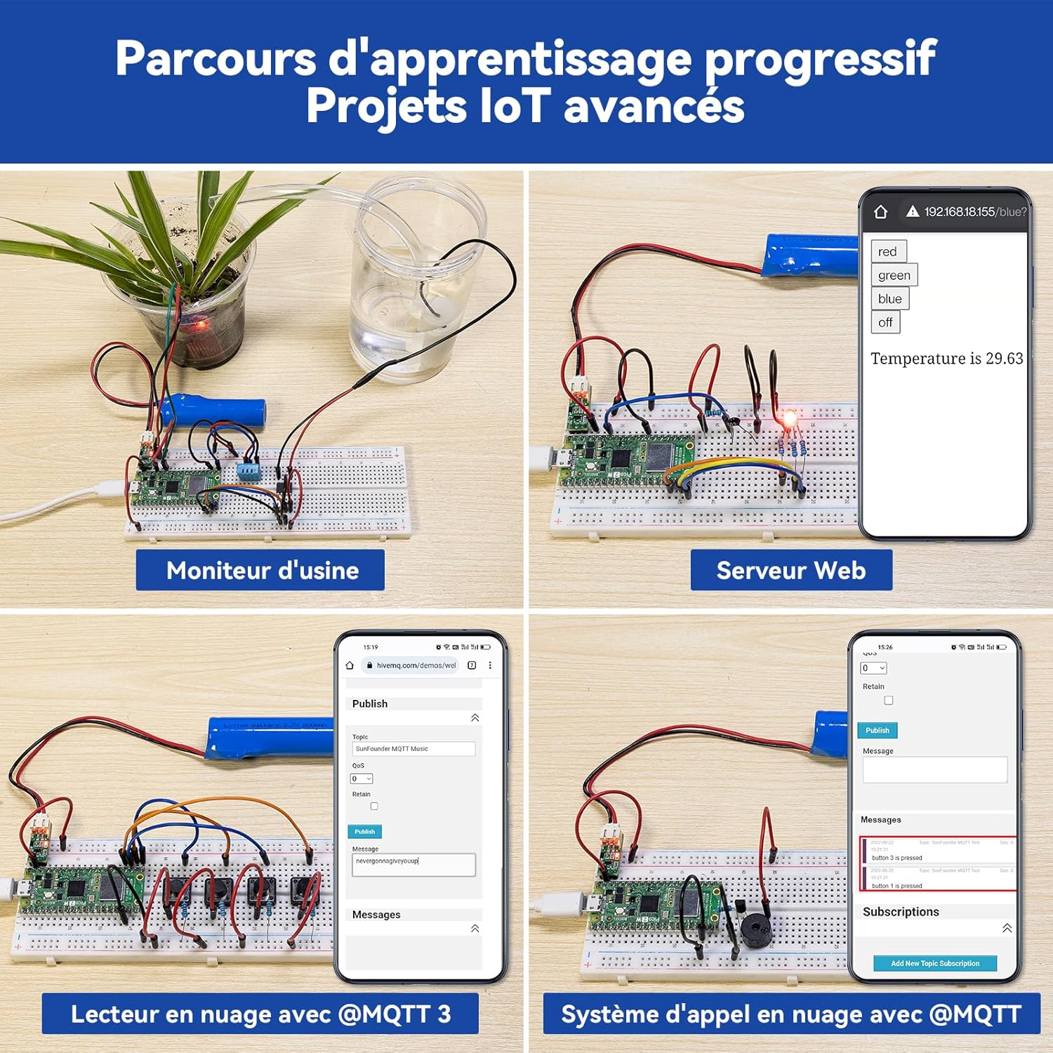 Thumbnail 3 de Kit d’apprentissage Raspberry Pi Pico 2W SunFounder : MicroPython, C/C++ et 96 projets IoT